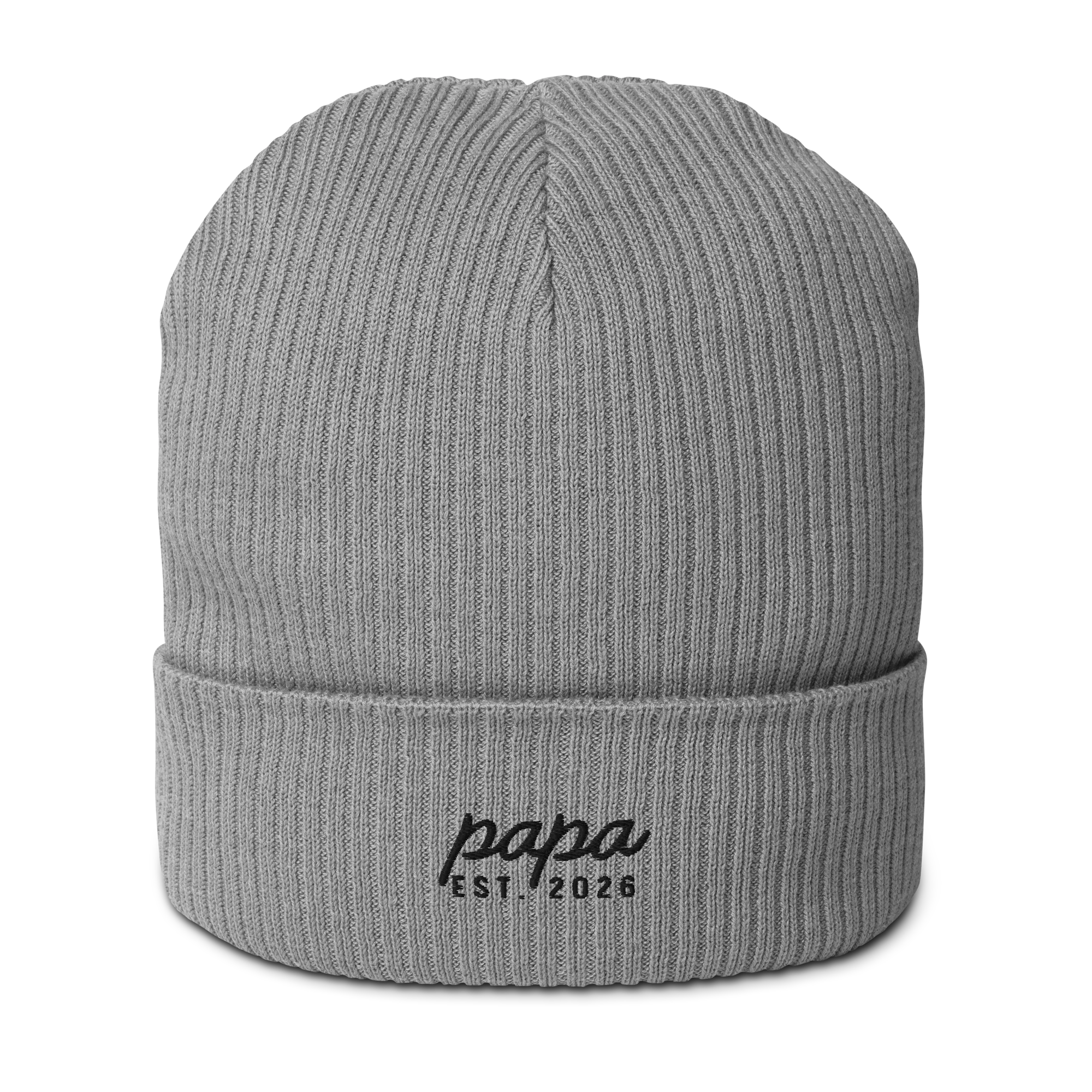 CUSTOM Papa Year Embroidered Organic Ribbed Beanie - Image 6