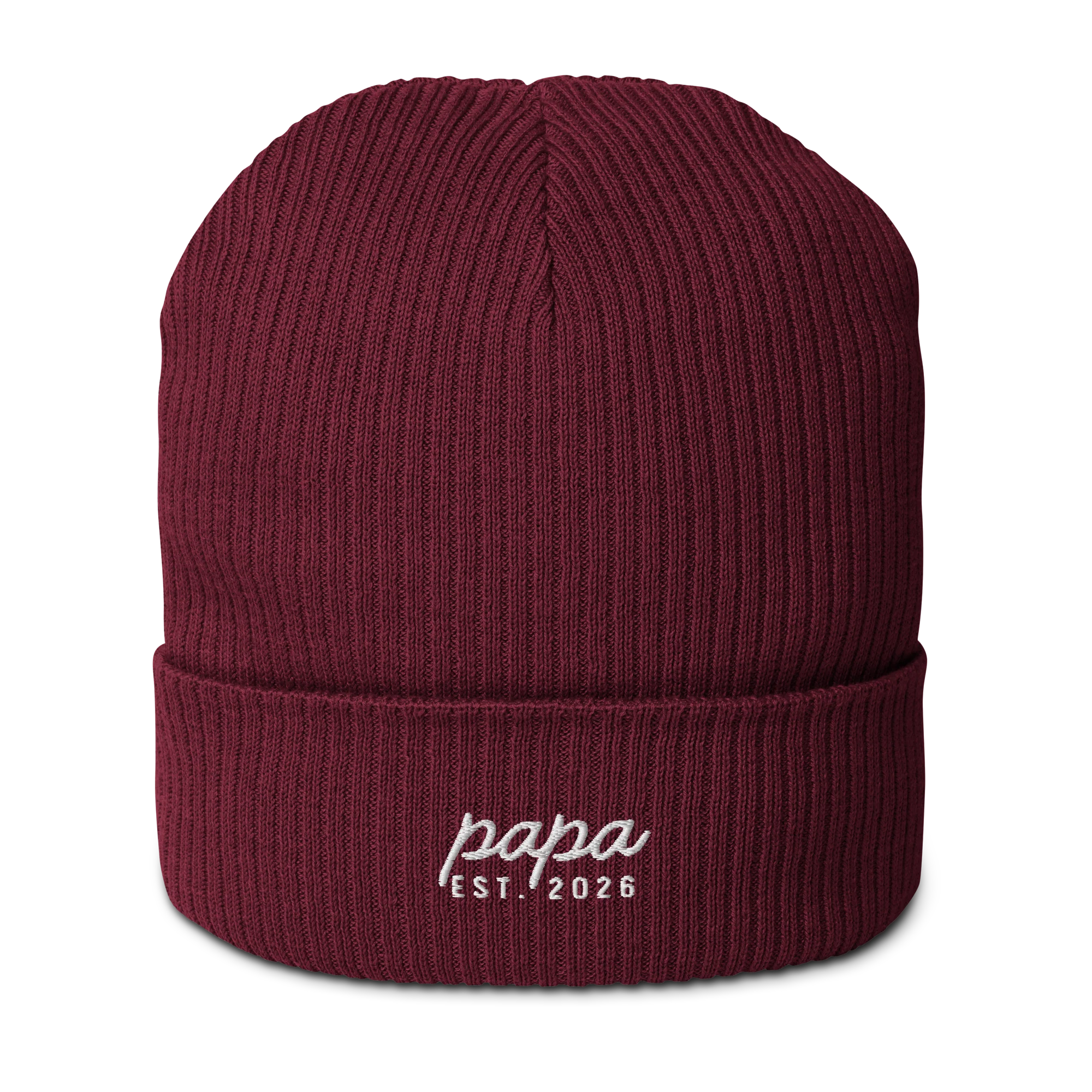 CUSTOM Papa Year Embroidered Organic Ribbed Beanie - Image 9