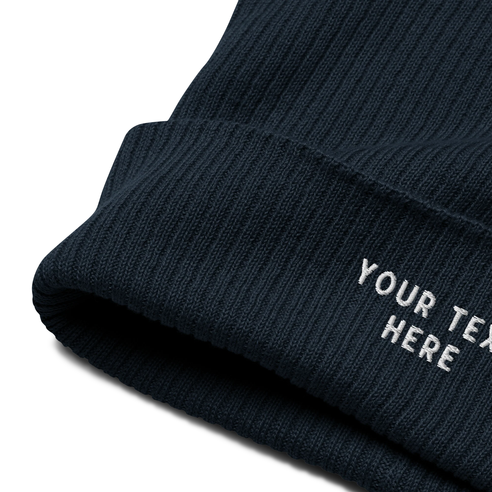 CUSTOM Text Embroidered Organic Ribbed Beanie - Image 5