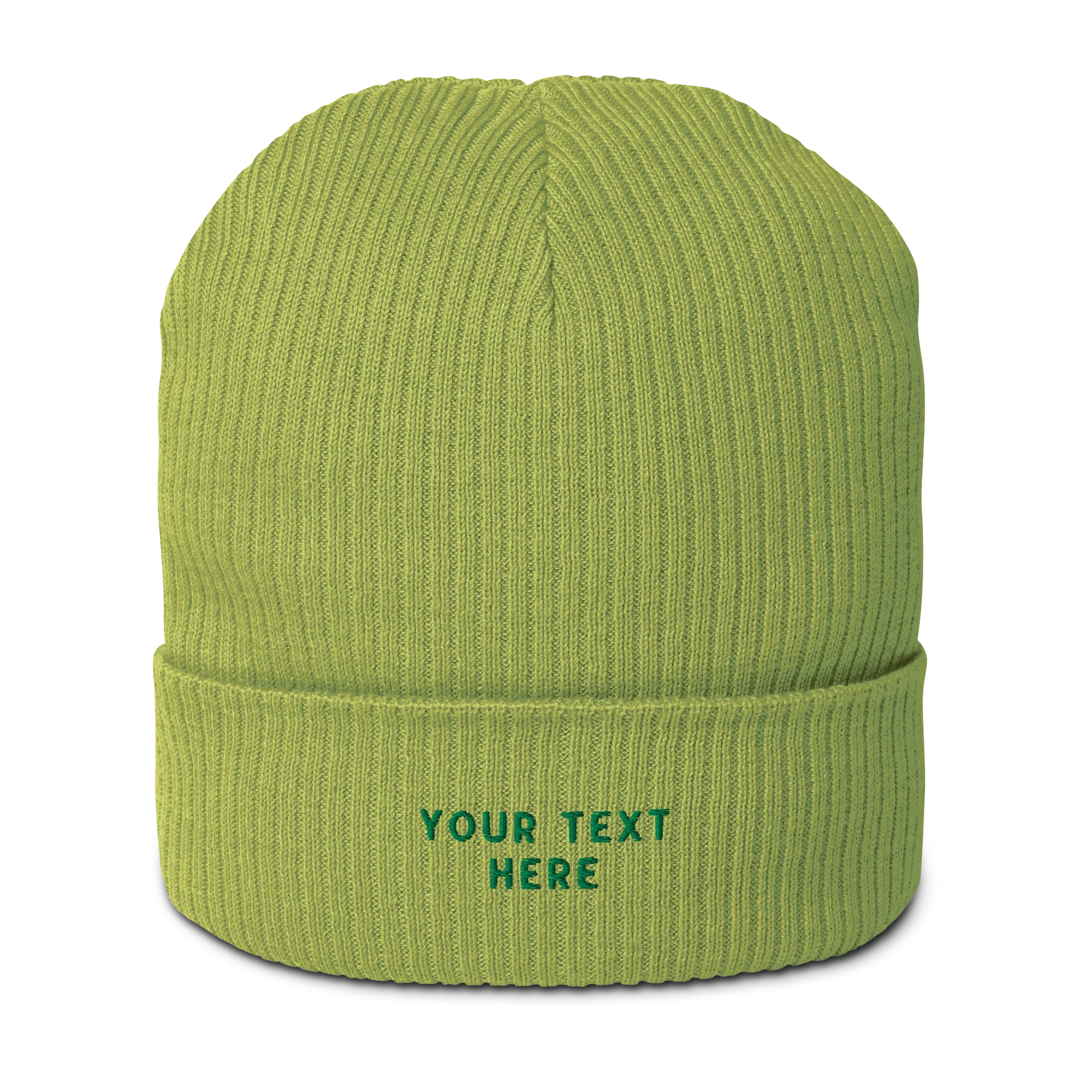 CUSTOM Text Embroidered Organic Ribbed Beanie - Image 8