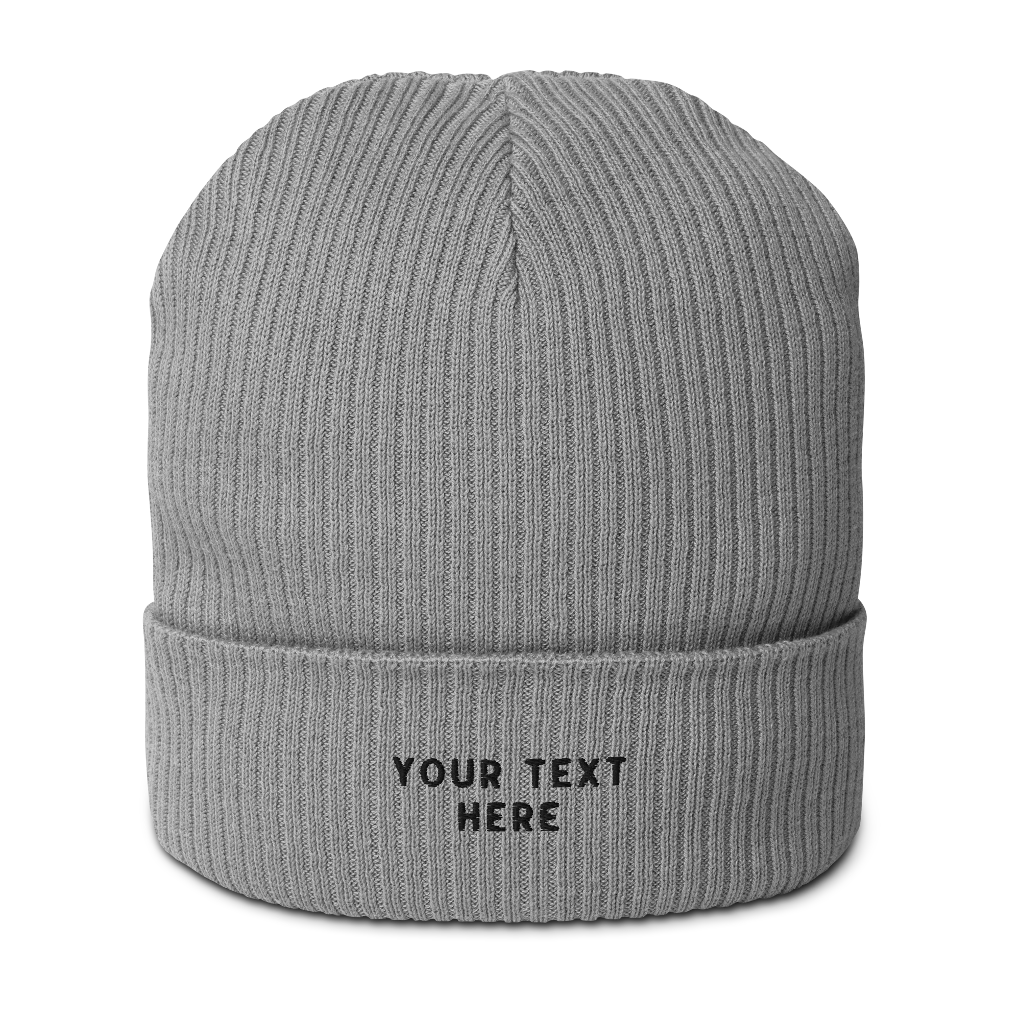 CUSTOM Text Embroidered Organic Ribbed Beanie - Image 9
