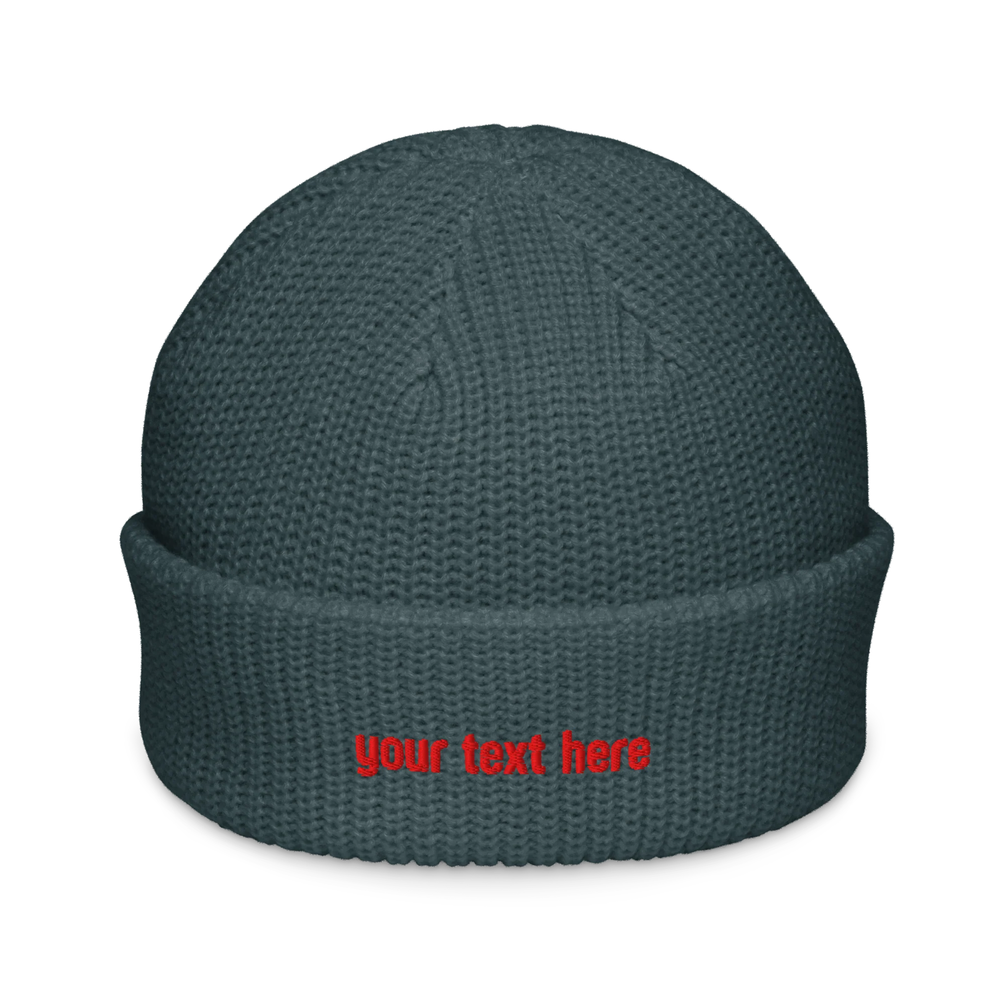 CUSTOM Text Red Embroidered Cable Beanie - Image 10