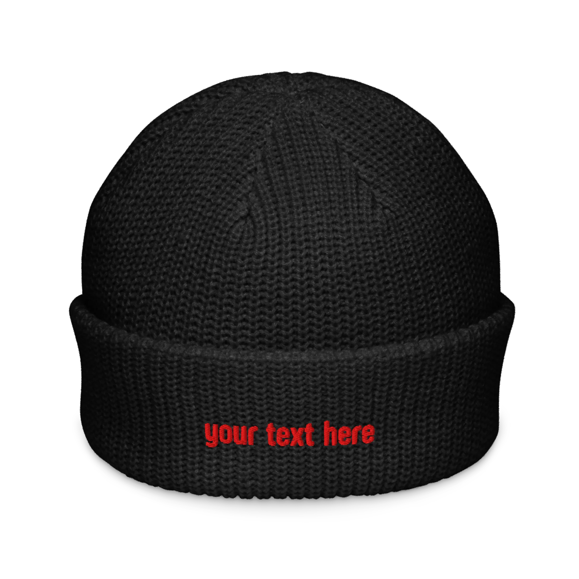 CUSTOM Text Red Embroidered Cable Beanie - Image 11