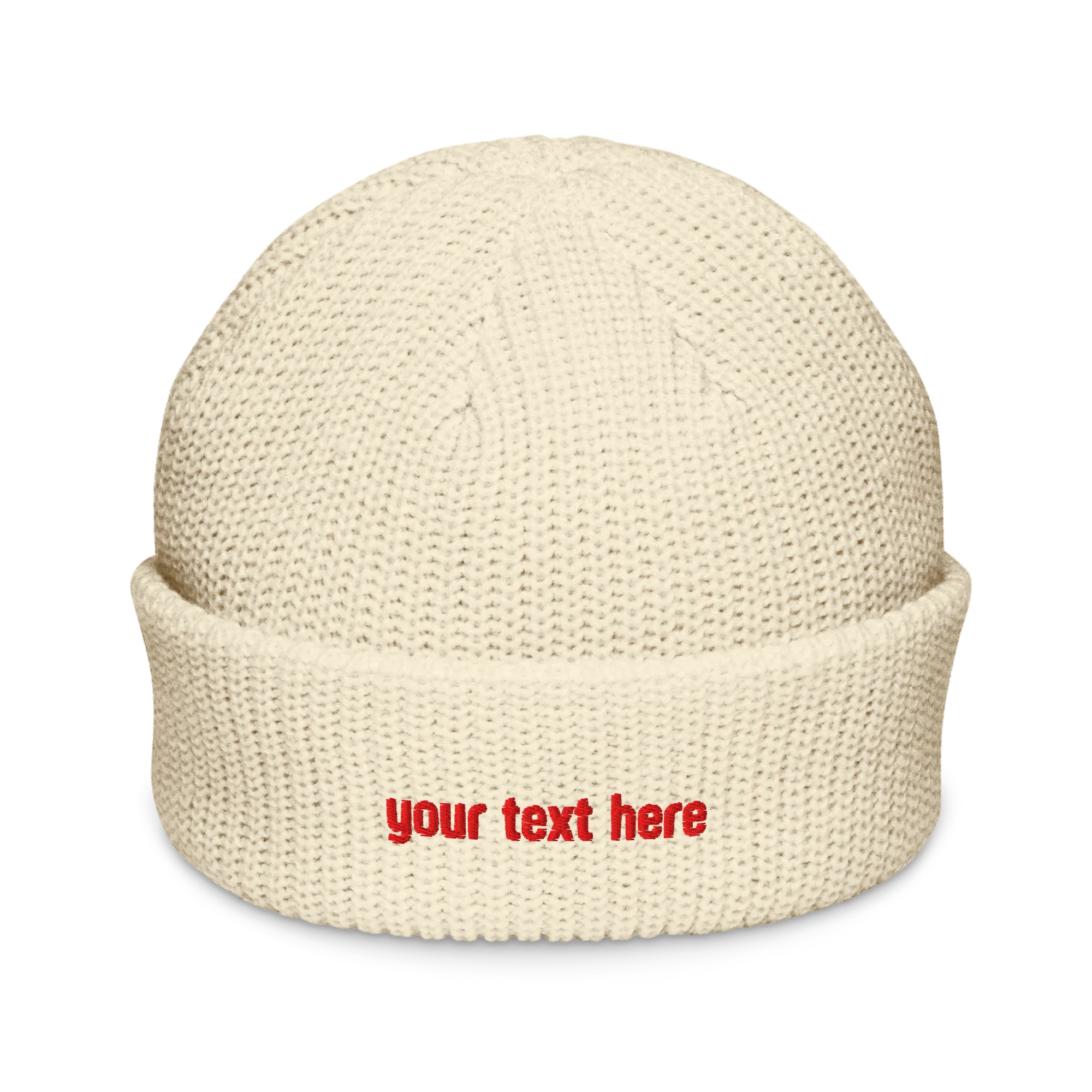 CUSTOM Text Red Embroidered Cable Beanie - Image 13