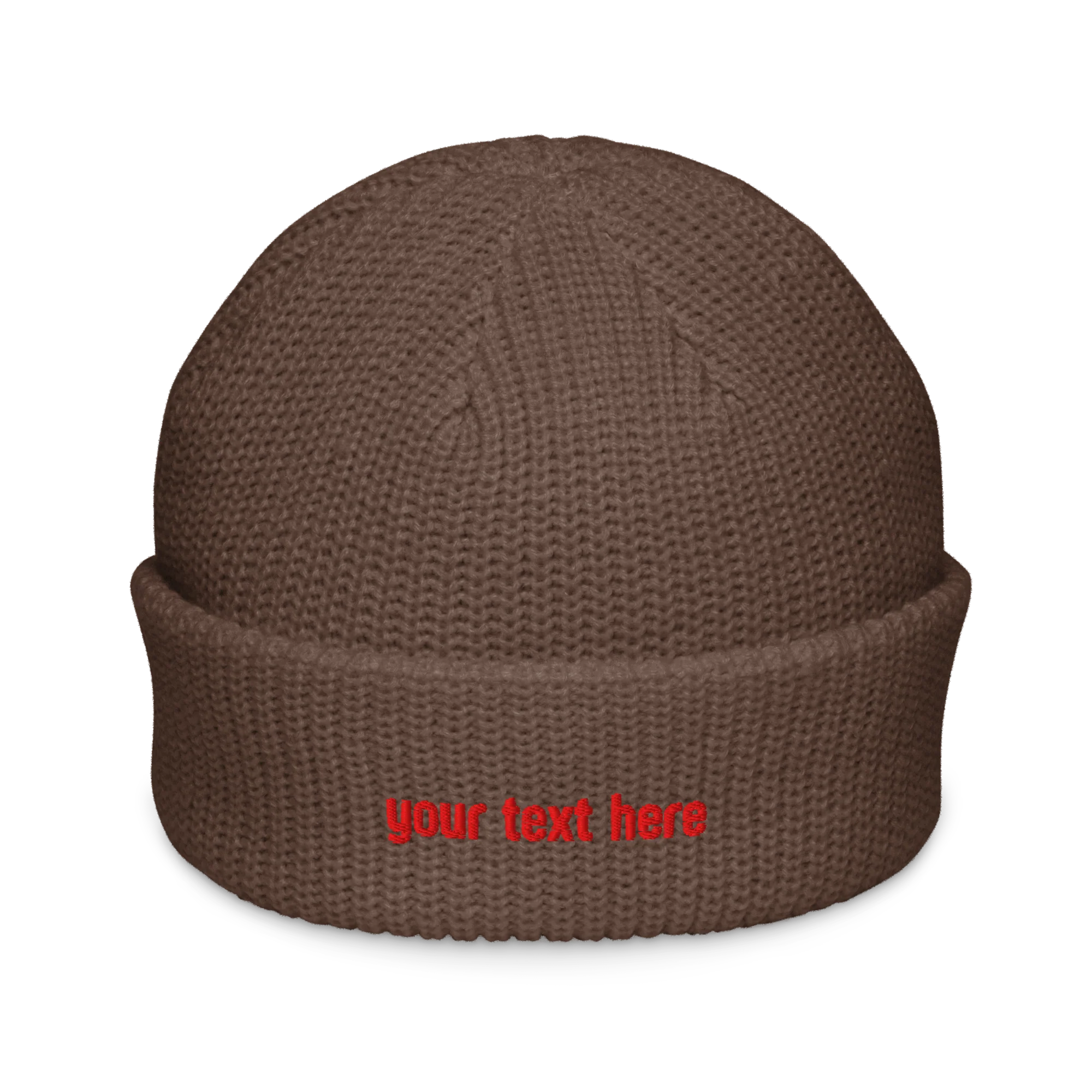 CUSTOM Text Red Embroidered Cable Beanie - Image 14