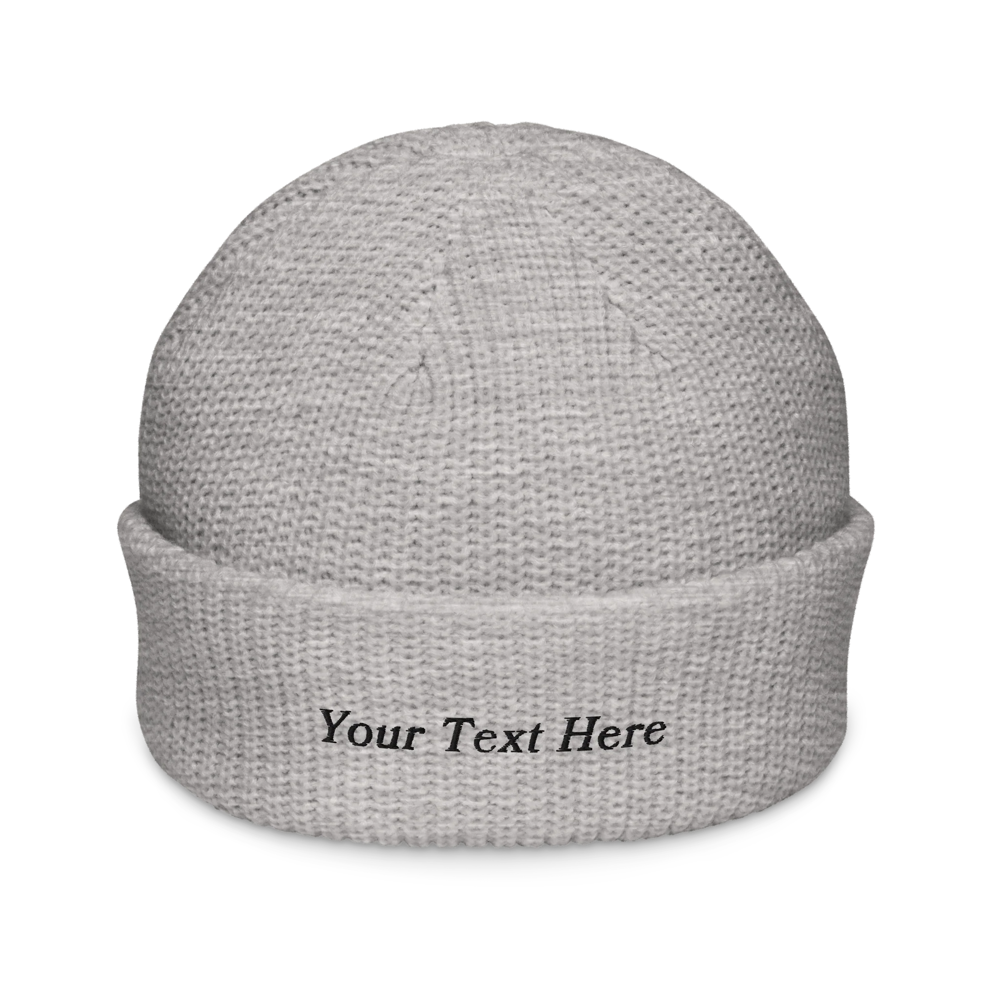 CUSTOM Text Serifed Embroidered Cable Beanie - Image 10
