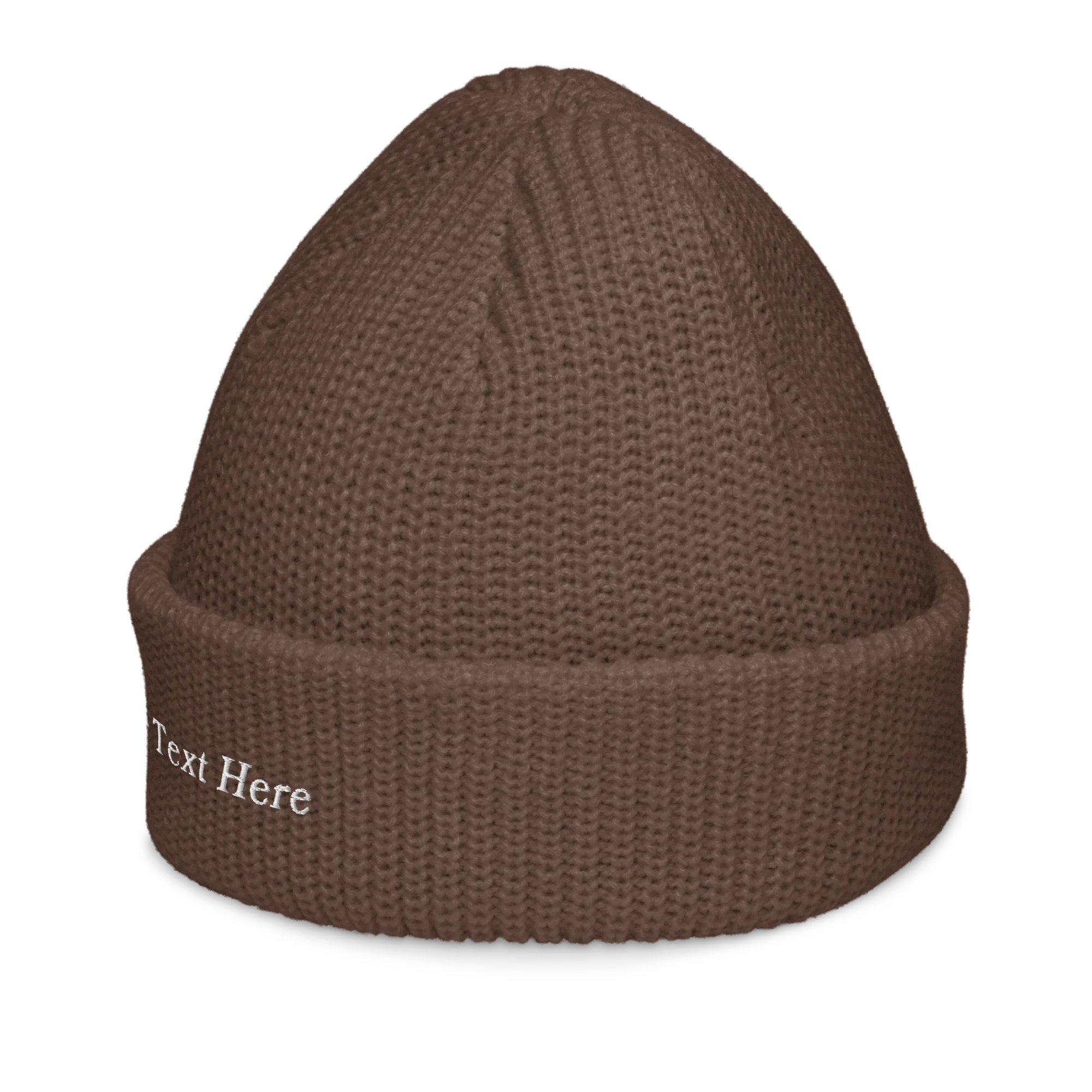 CUSTOM Text Serifed Embroidered Cable Beanie - Image 3