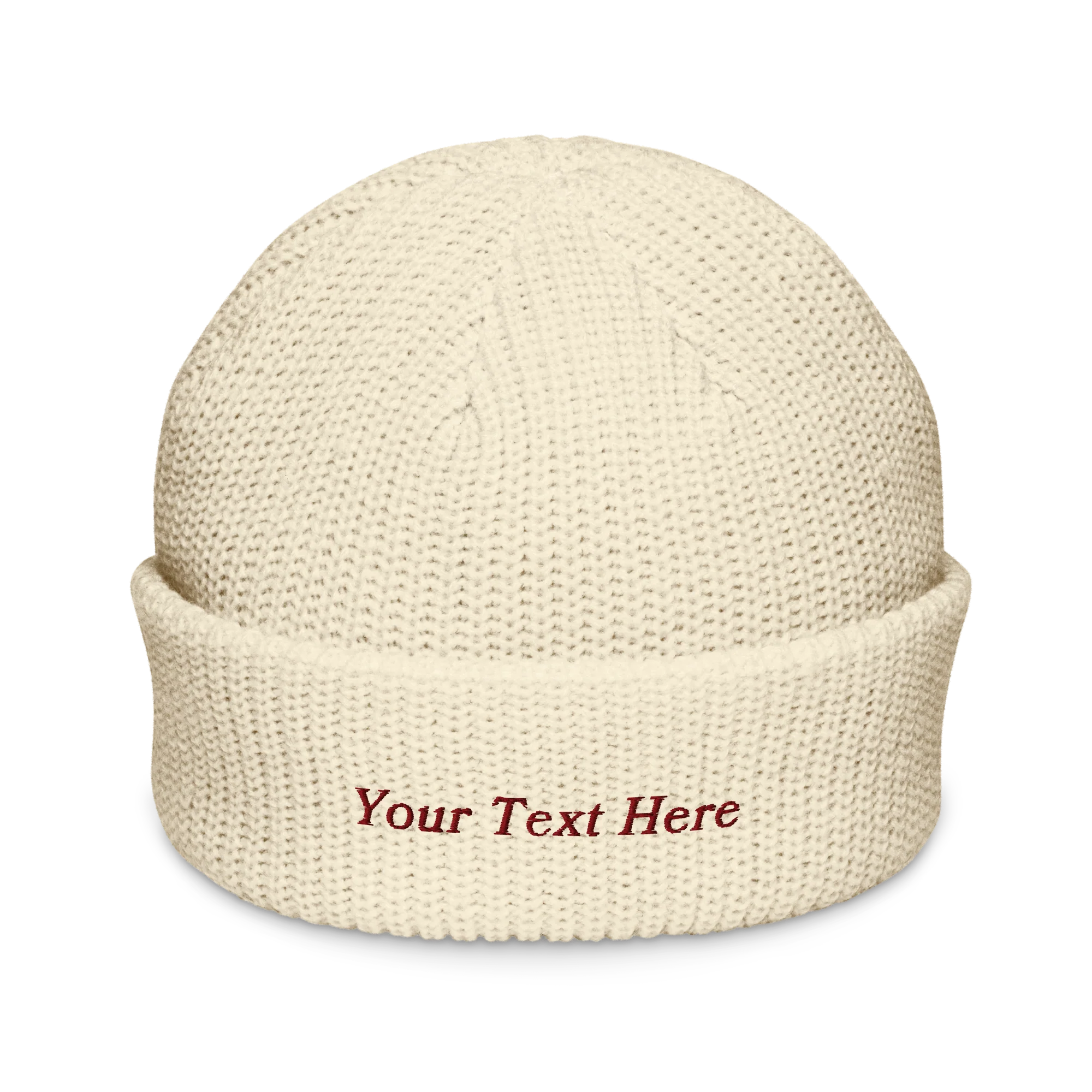 CUSTOM Text Serifed Embroidered Cable Beanie - Image 4