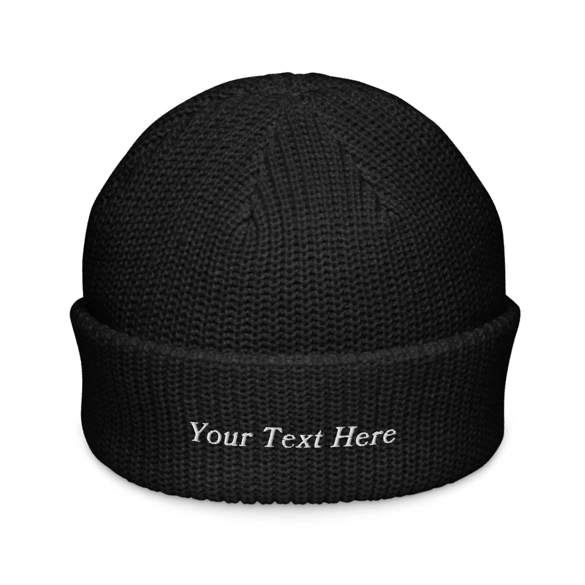 CUSTOM Text Serifed Embroidered Cable Beanie - Image 7