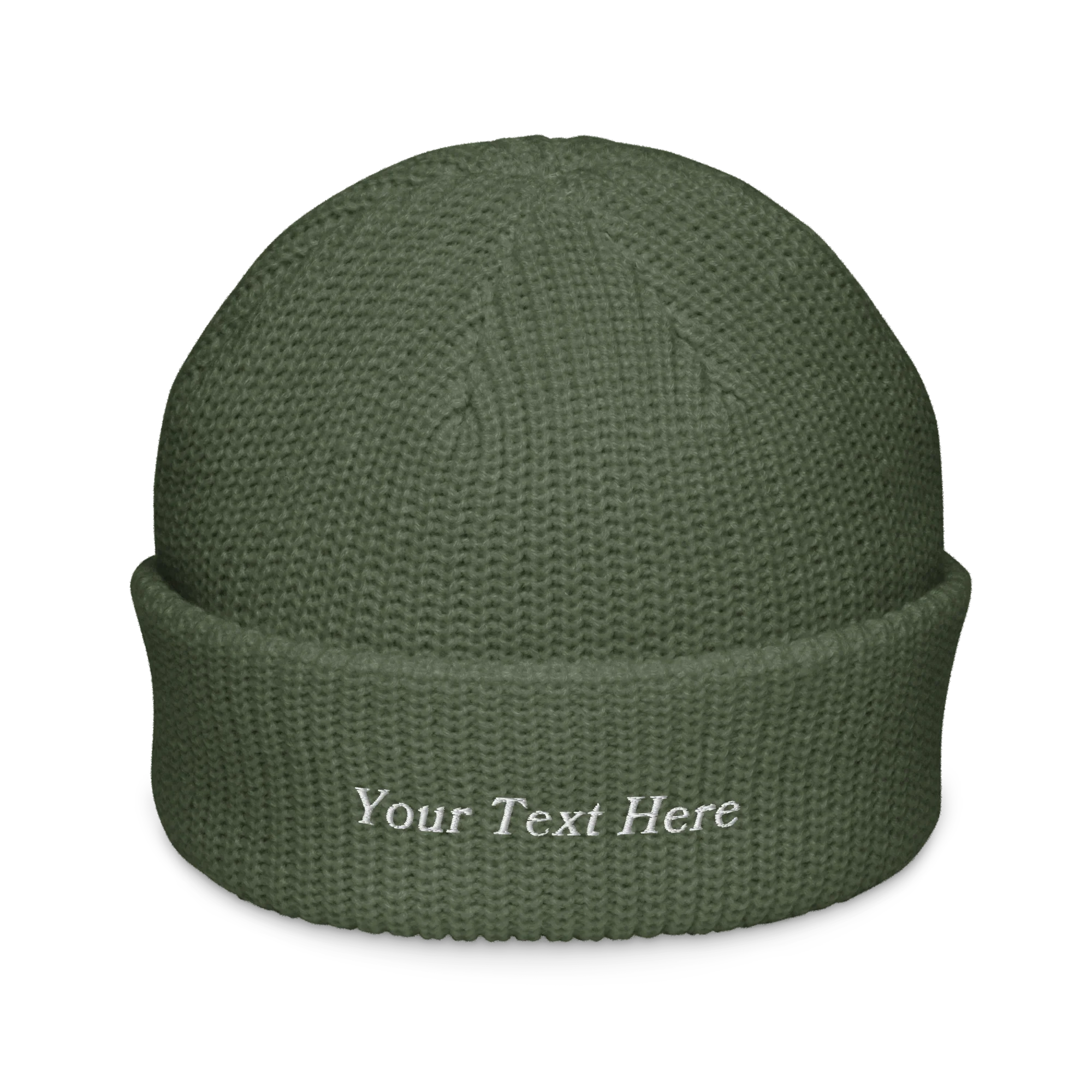 CUSTOM Text Serifed Embroidered Cable Beanie - Image 8