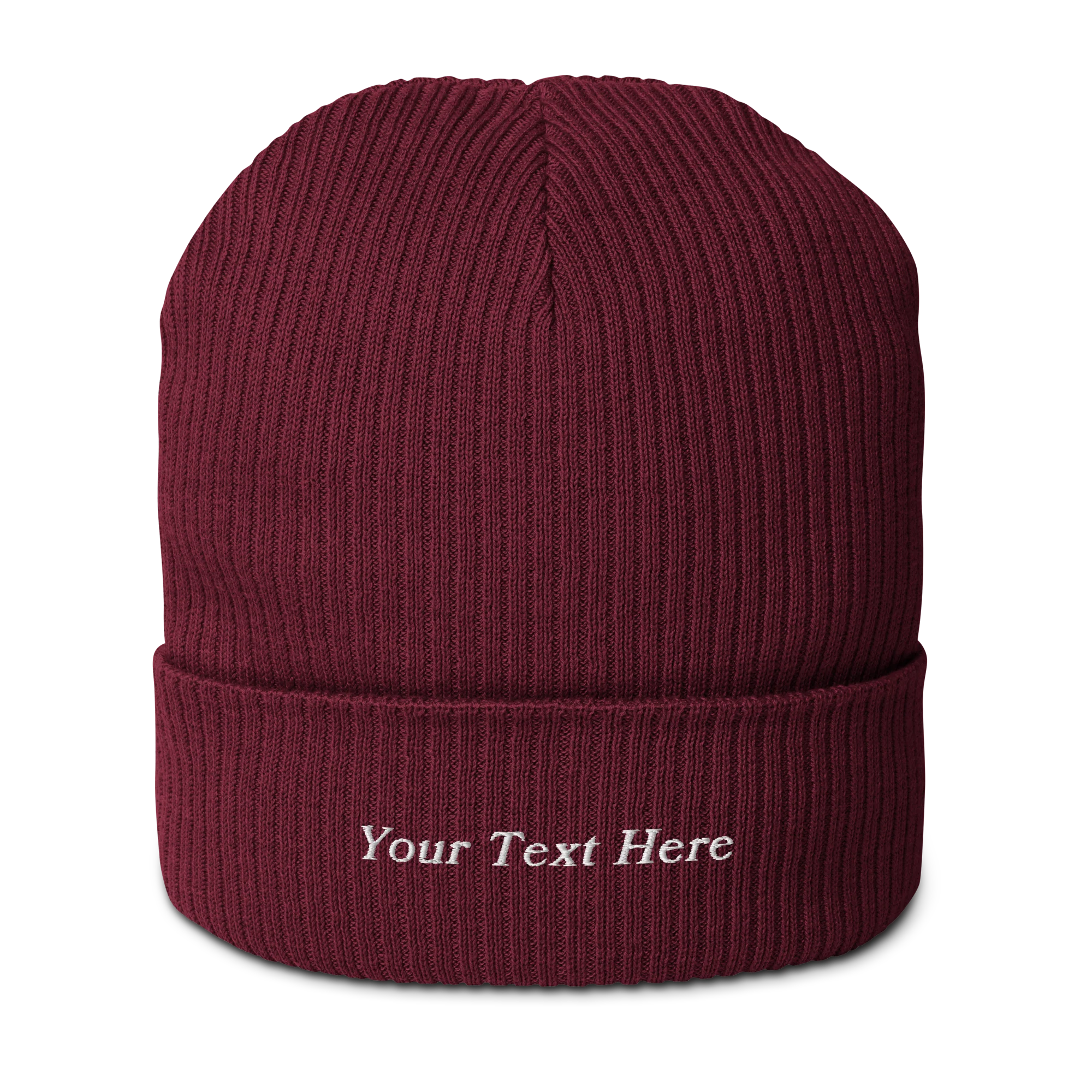 CUSTOM Text Serifed Embroidered Organic Ribbed Beanie - Image 11
