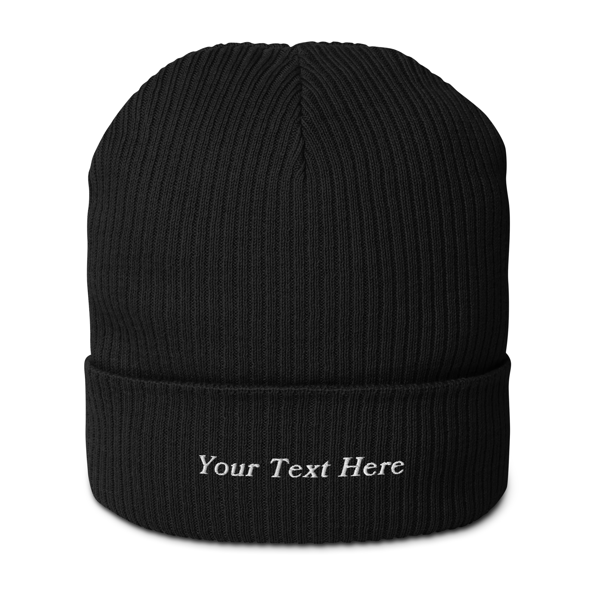 CUSTOM Text Serifed Embroidered Organic Ribbed Beanie - Image 7