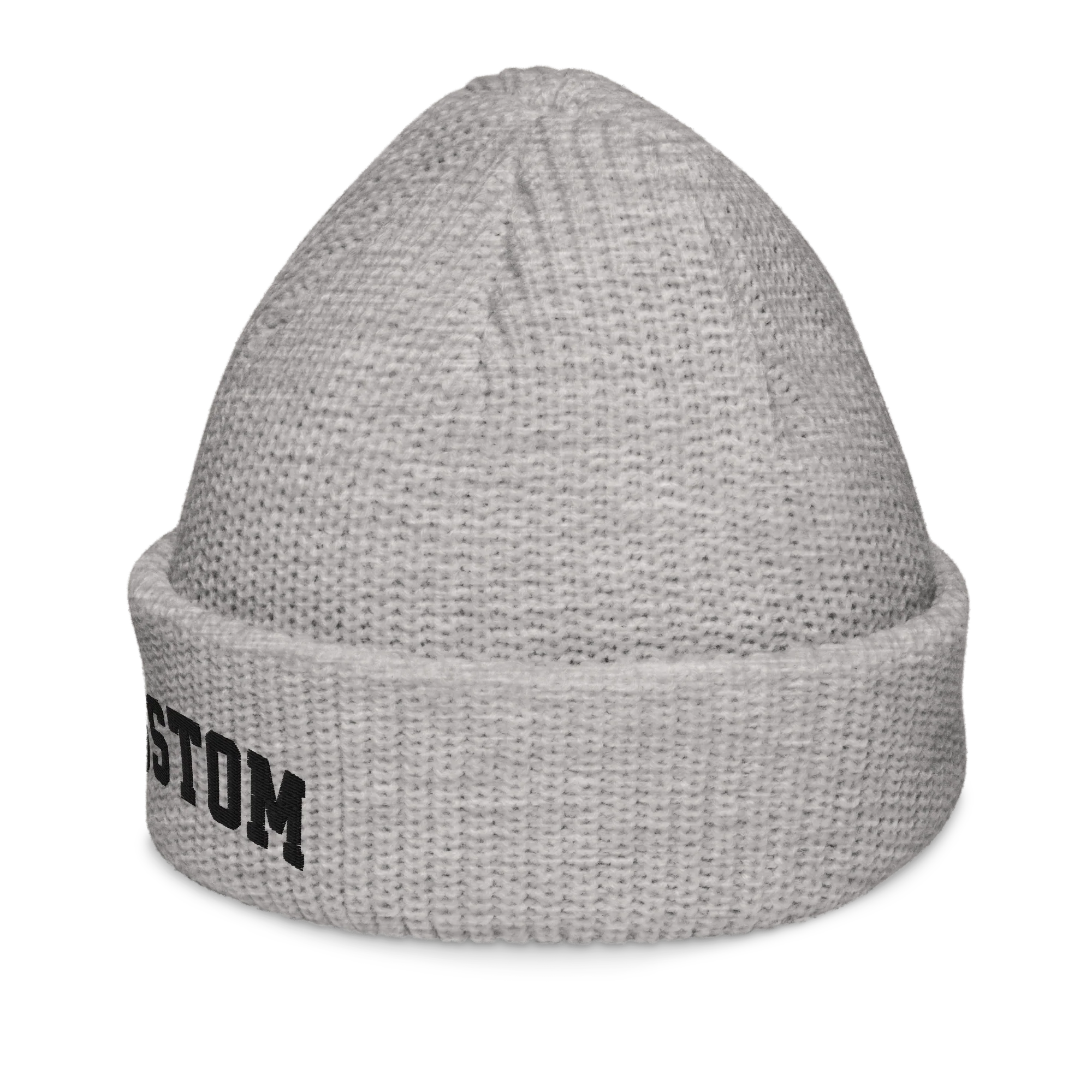 CUSTOM Text Varsity Embroidered Cable Beanie - Image 4