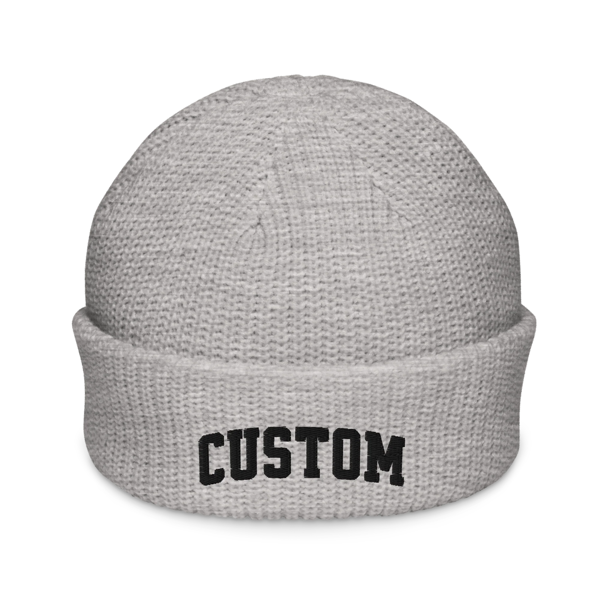 CUSTOM Text Varsity Embroidered Cable Beanie - Image 5