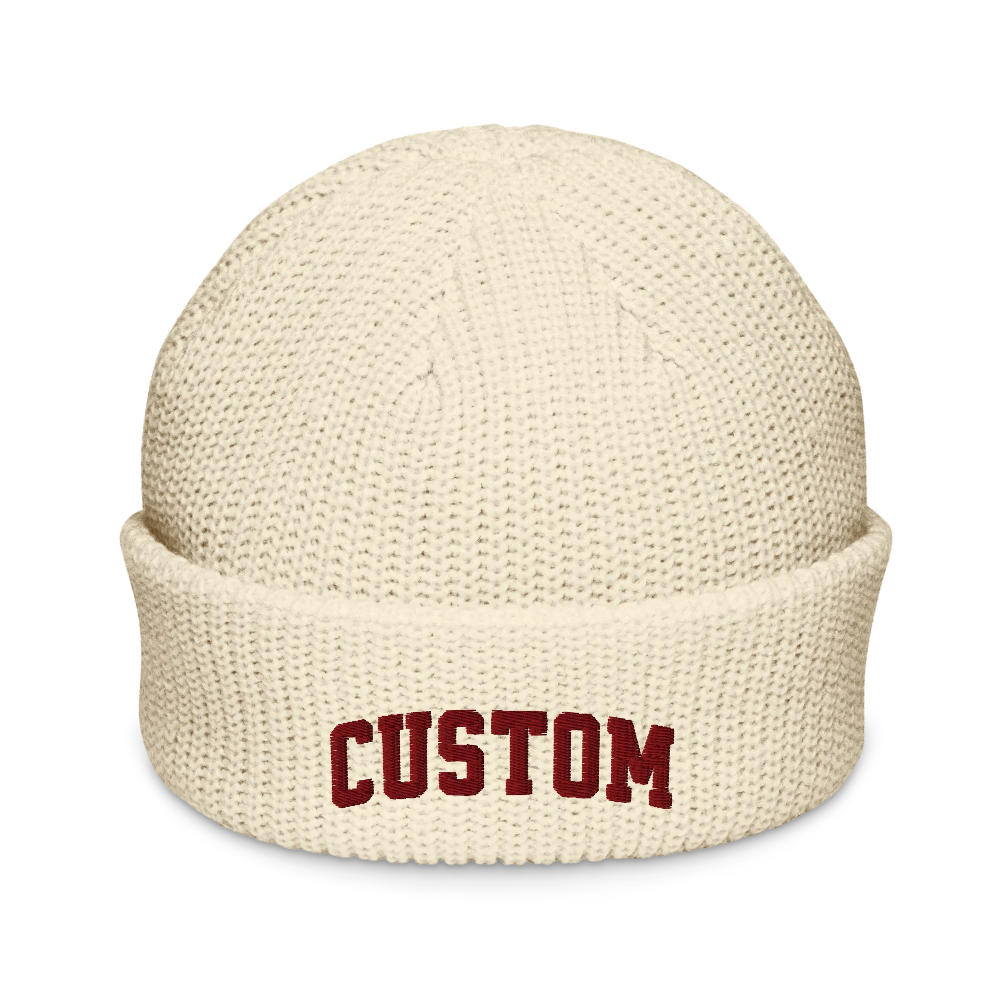 CUSTOM Text Varsity Embroidered Cable Beanie - Image 6
