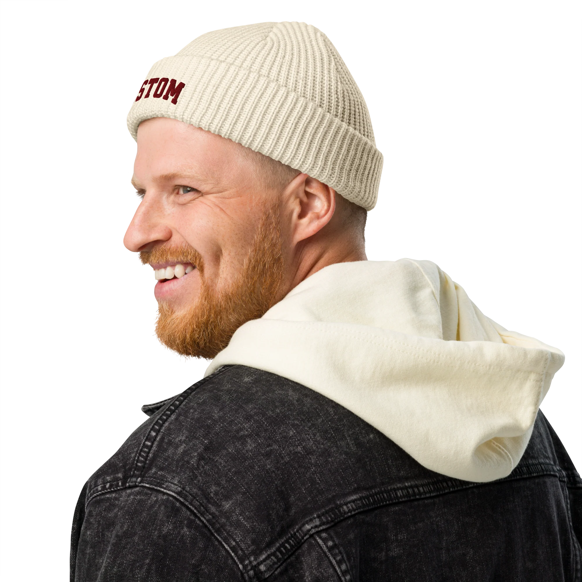 CUSTOM Text Varsity Embroidered Cable Beanie - Image 7