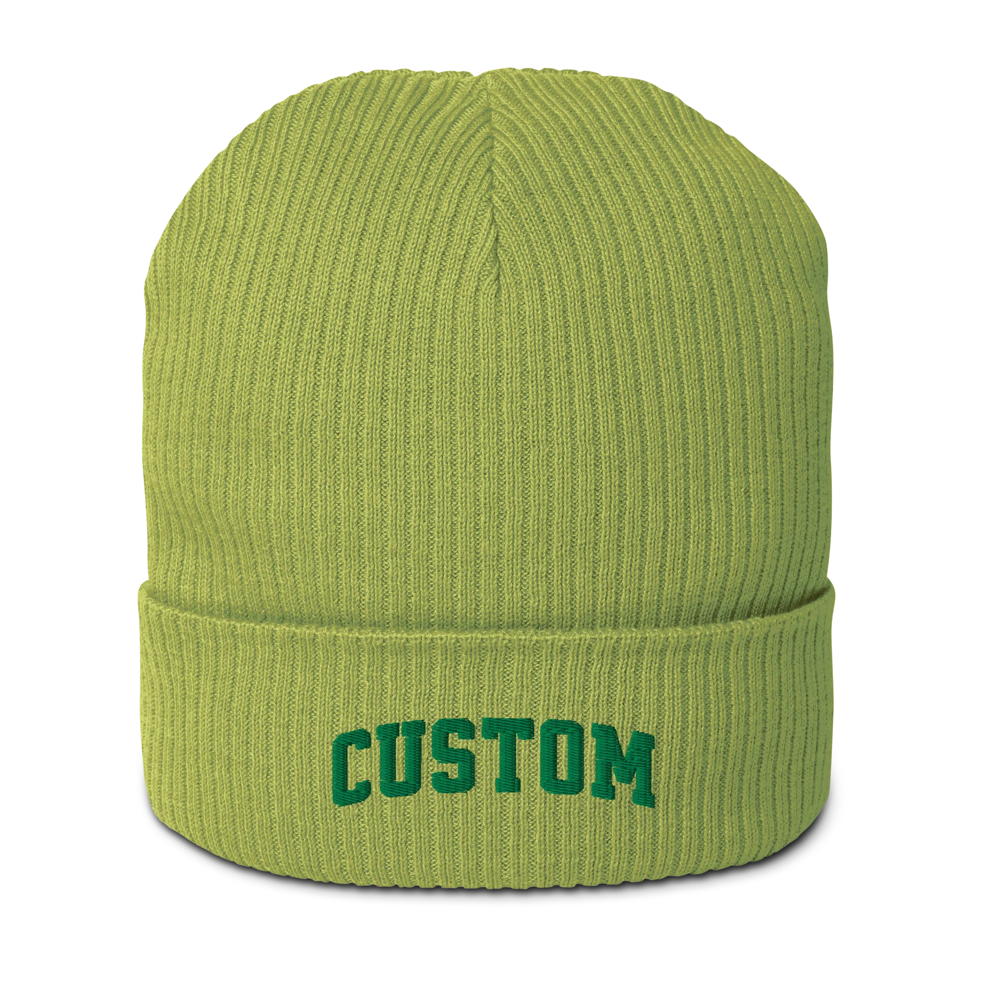 CUSTOM Text Varsity Embroidered Organic Ribbed Beanie - Image 11