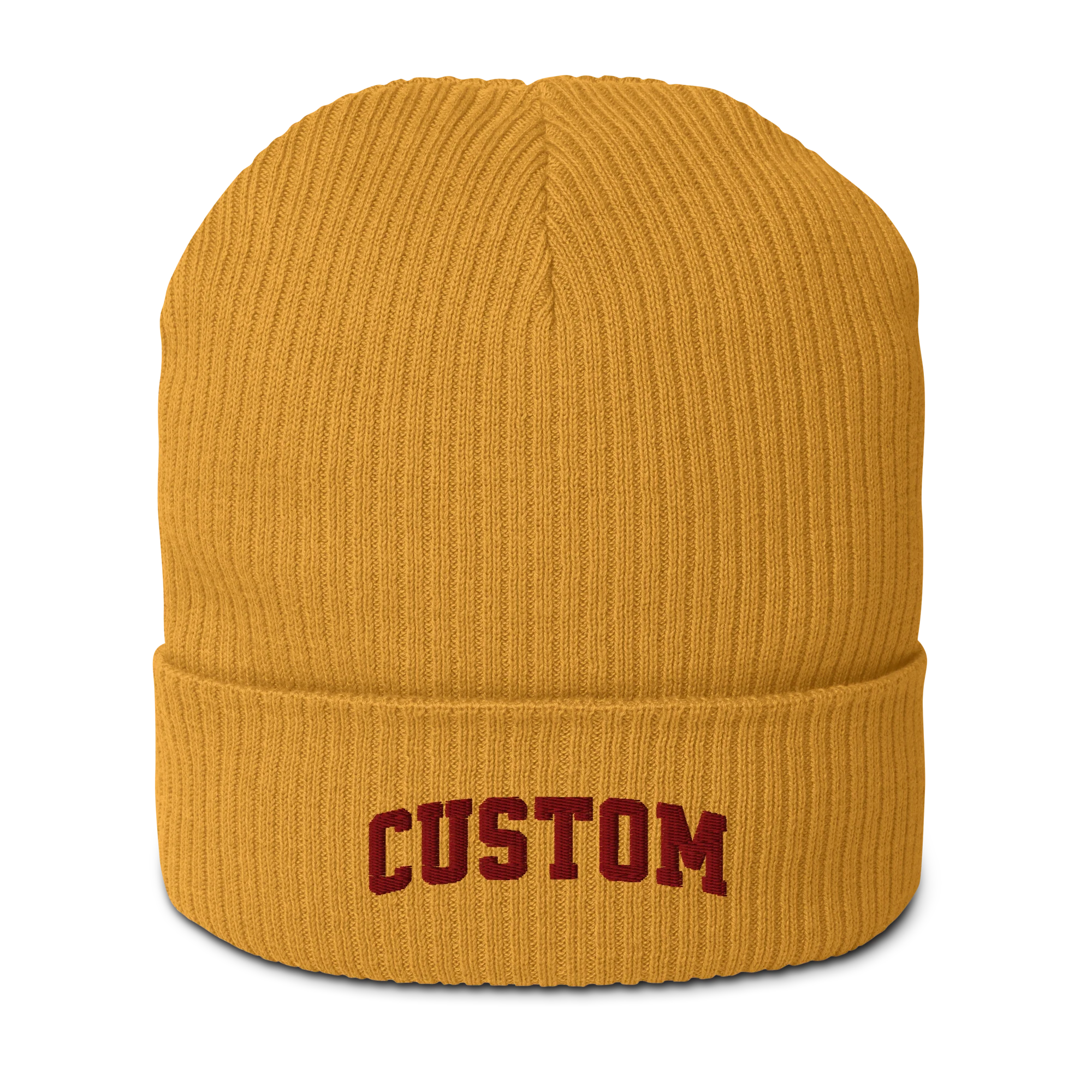 CUSTOM Text Varsity Embroidered Organic Ribbed Beanie - Image 7