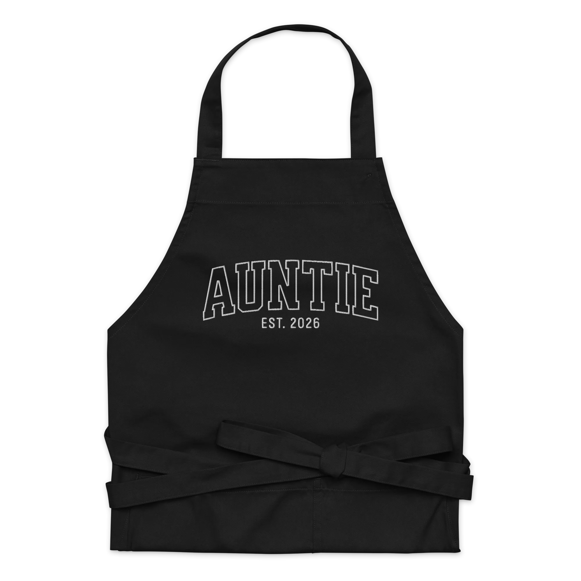 CUSTOM YEAR Auntie Aunt Embroidered Organic Cotton Apron - Image 4