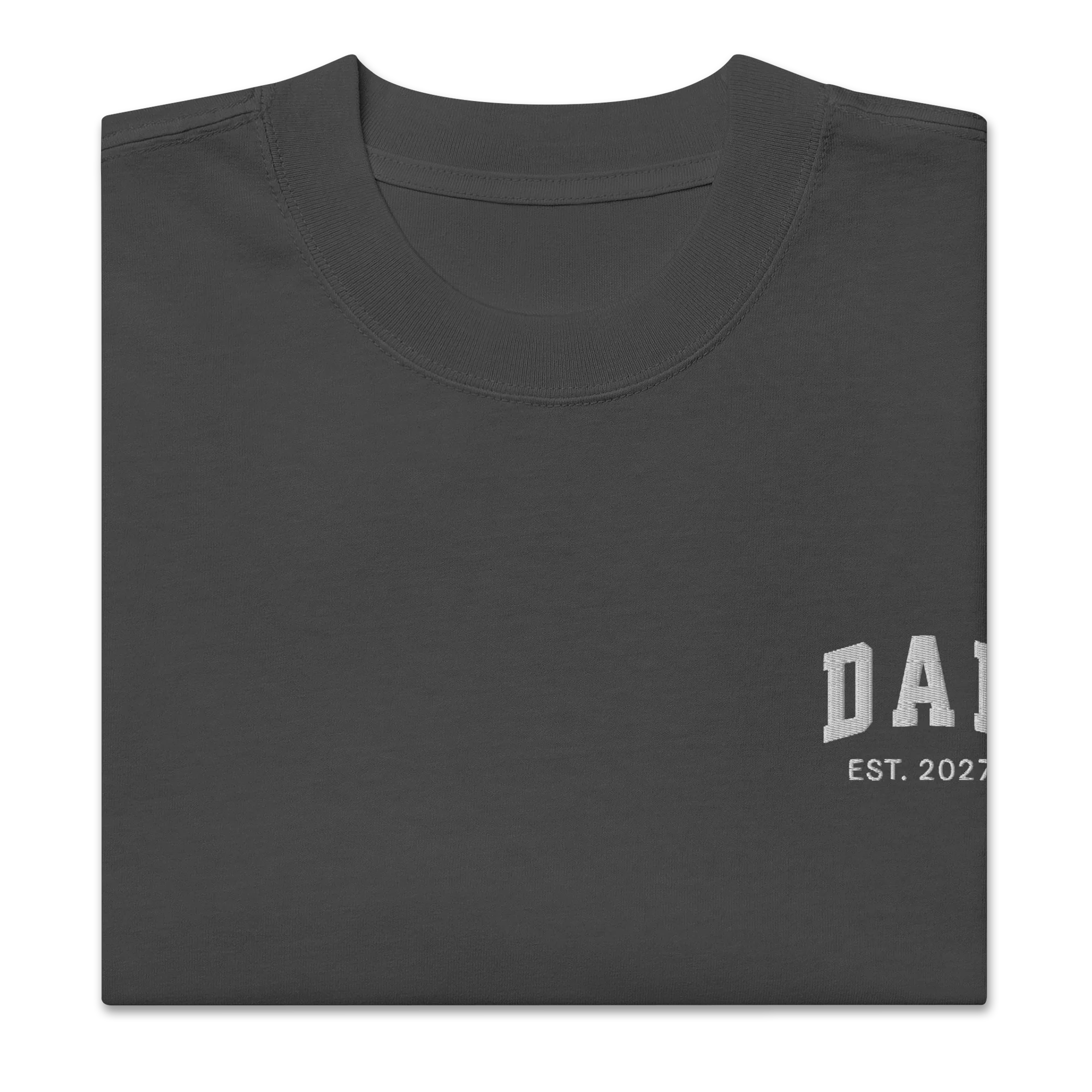CUSTOM YEAR Dad Father Embroidered Oversized Faded T-Shirt - Image 3