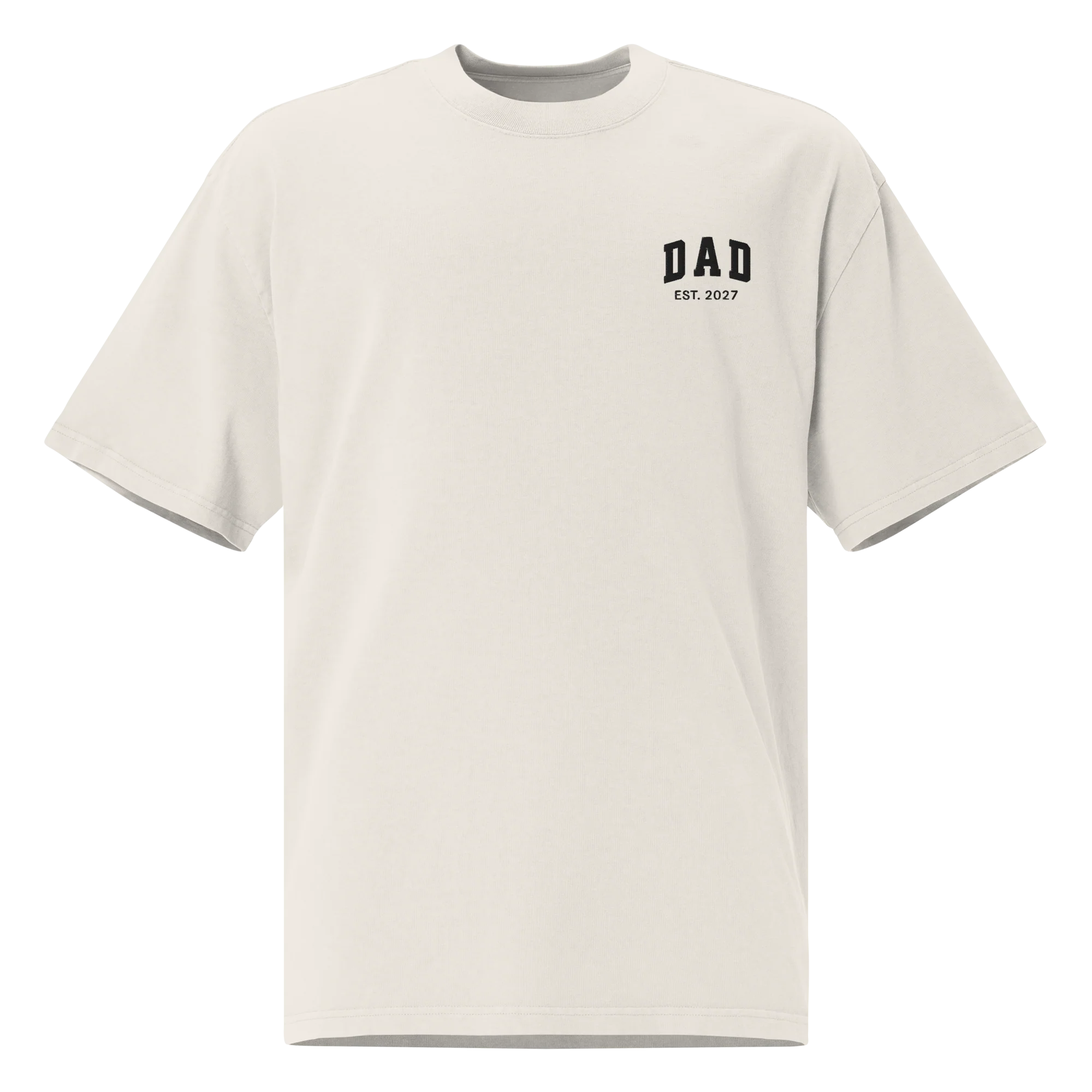 CUSTOM YEAR Dad Father Embroidered Oversized Faded T-Shirt - Image 4