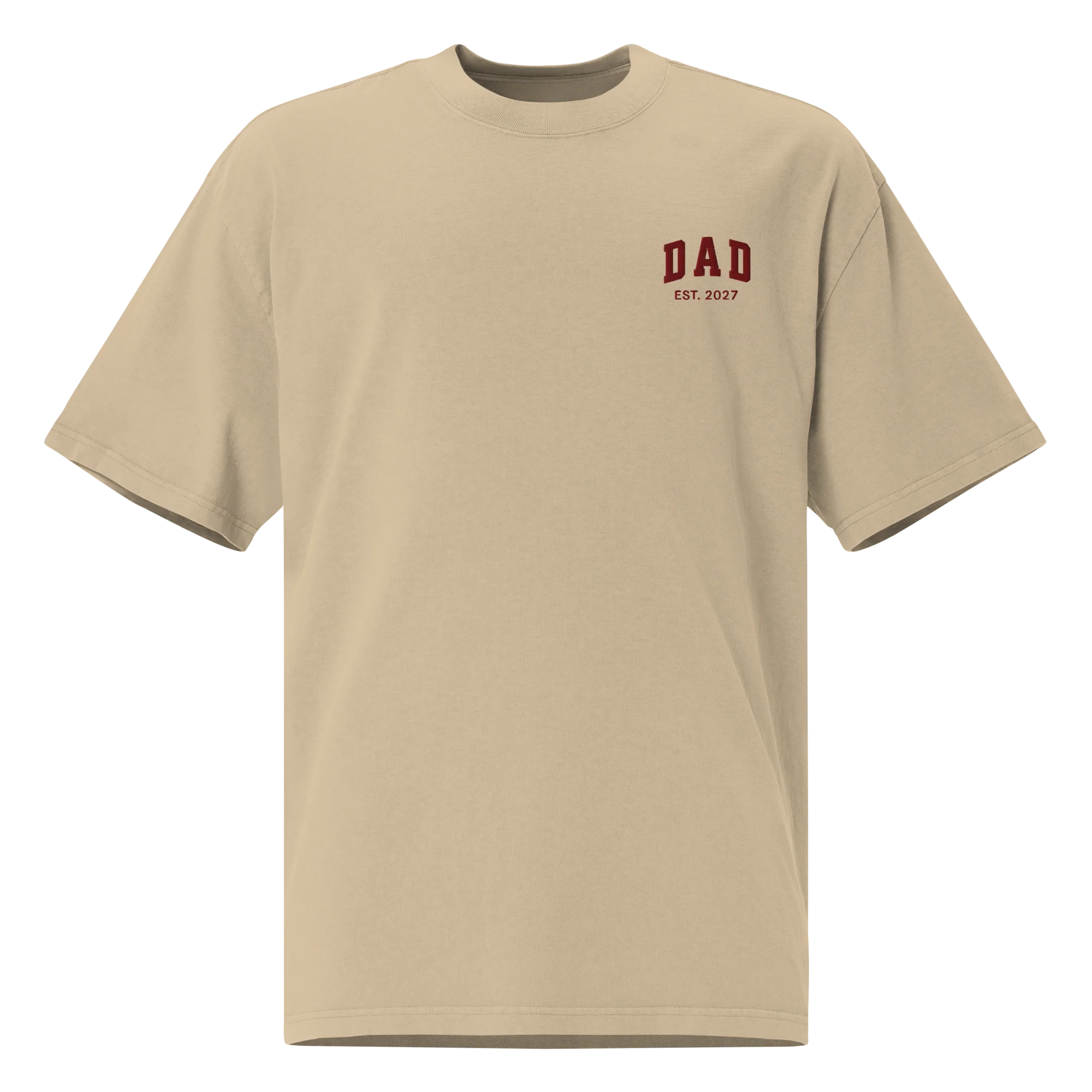 CUSTOM YEAR Dad Father Embroidered Oversized Faded T-Shirt - Image 6