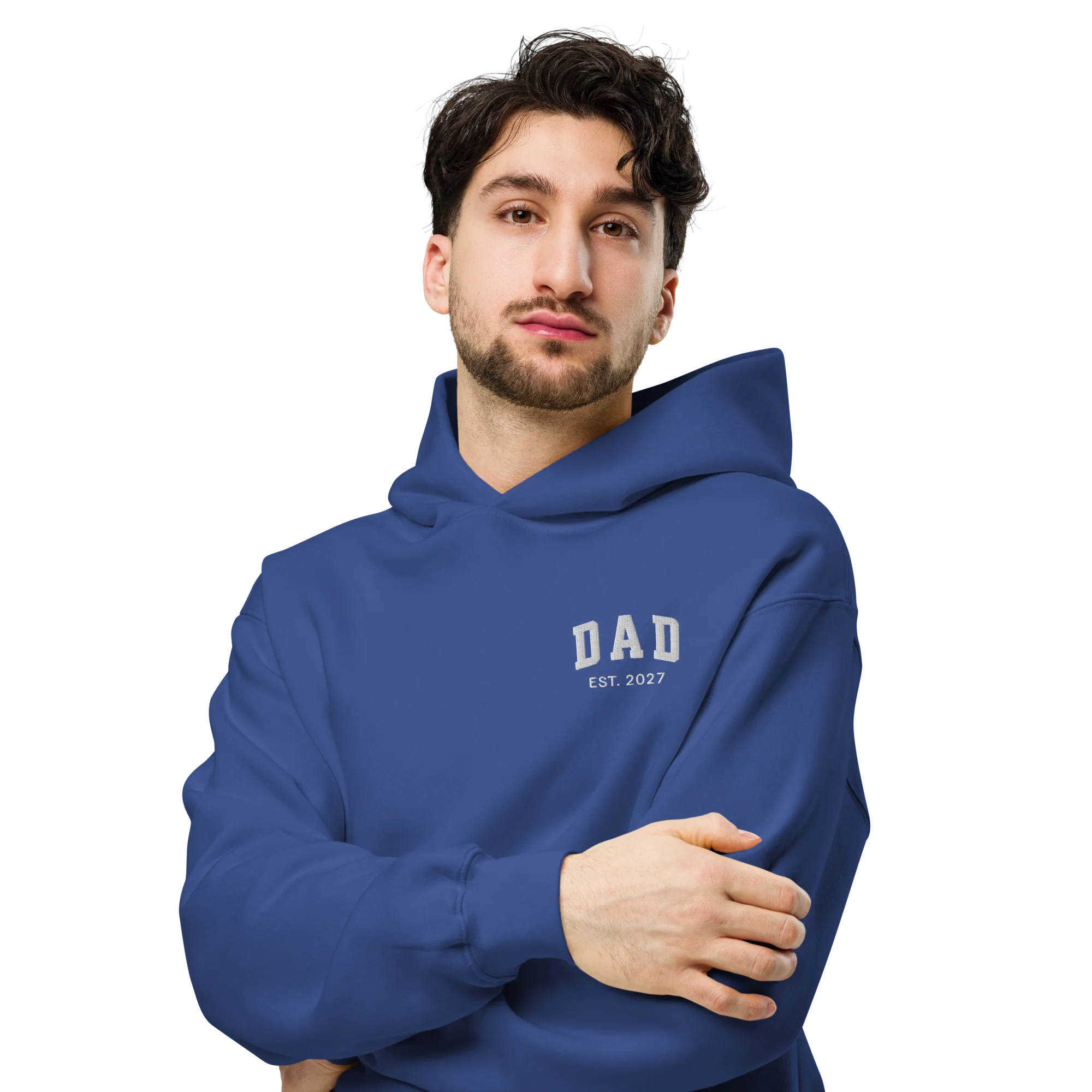 CUSTOM YEAR Dad Father Embroidered Premium Oversized Hoodie - Image 2
