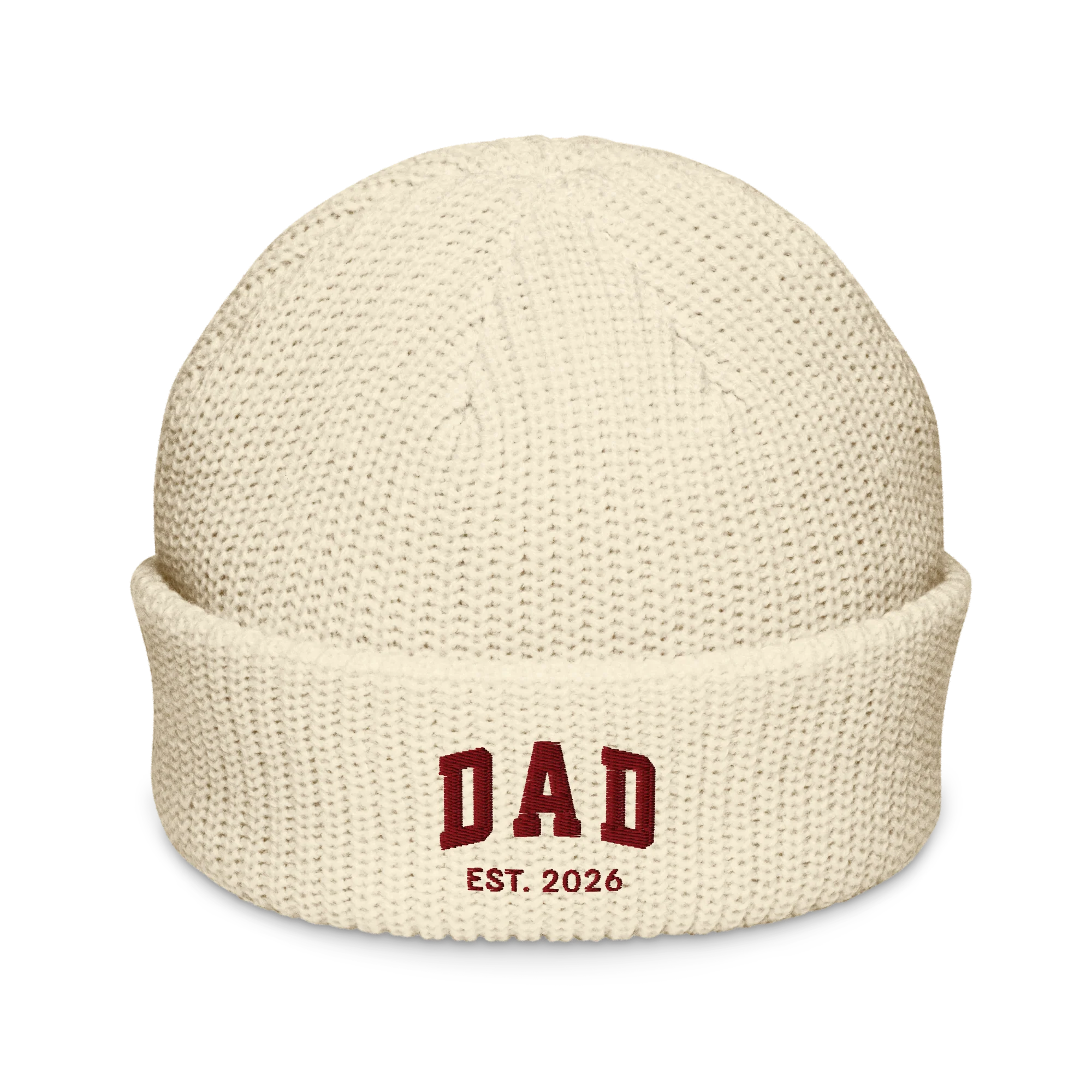 CUSTOM YEAR Dad Father Embroidered Cable Beanie - Image 3