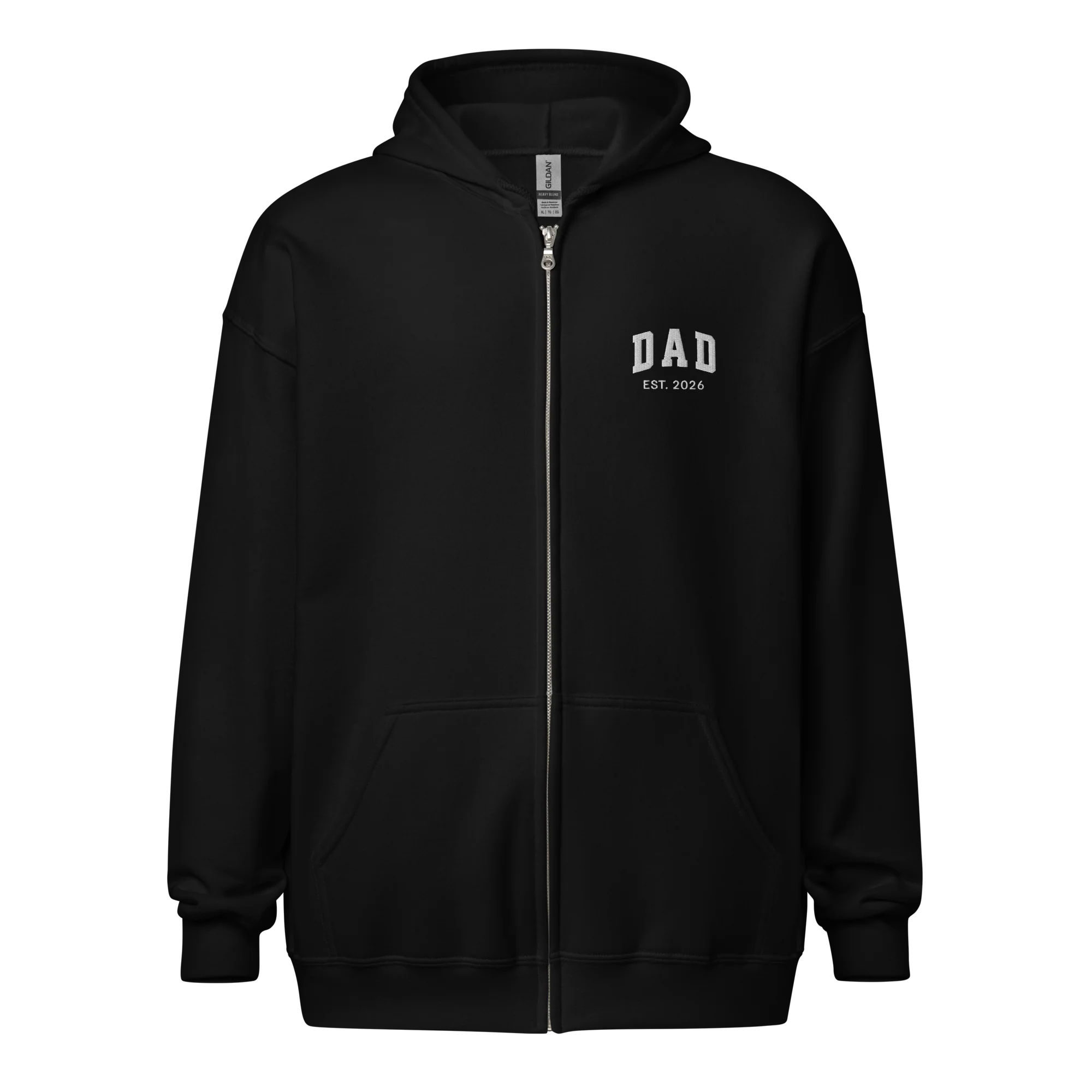 CUSTOM YEAR Dad Father Embroidered Zip-Up Hoodie - Image 3