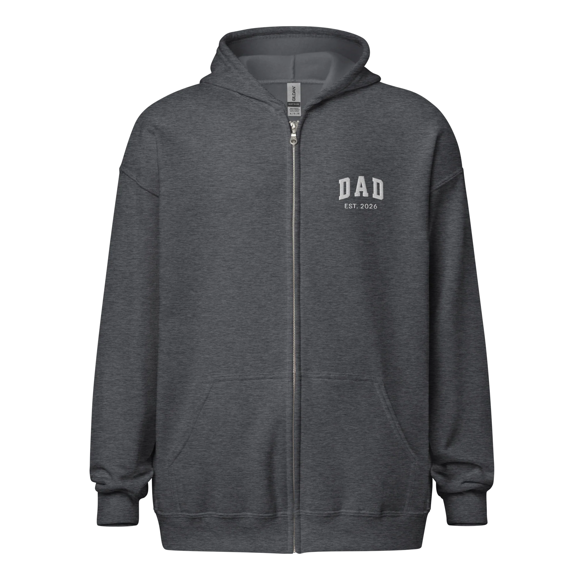 CUSTOM YEAR Dad Father Embroidered Zip-Up Hoodie - Image 9