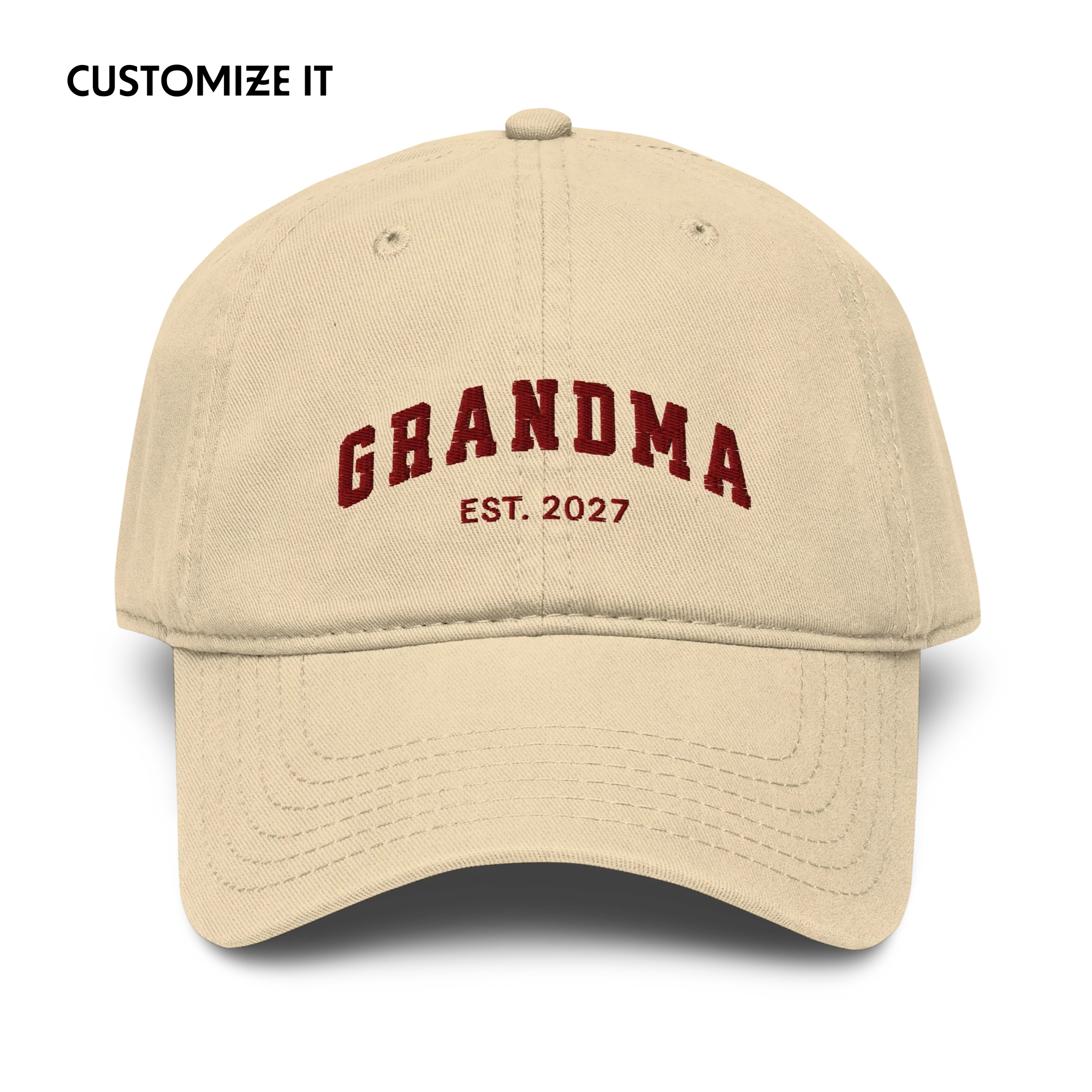 CUSTOM YEAR Grandma Embroidered Vintage Wash Baseball Cap
