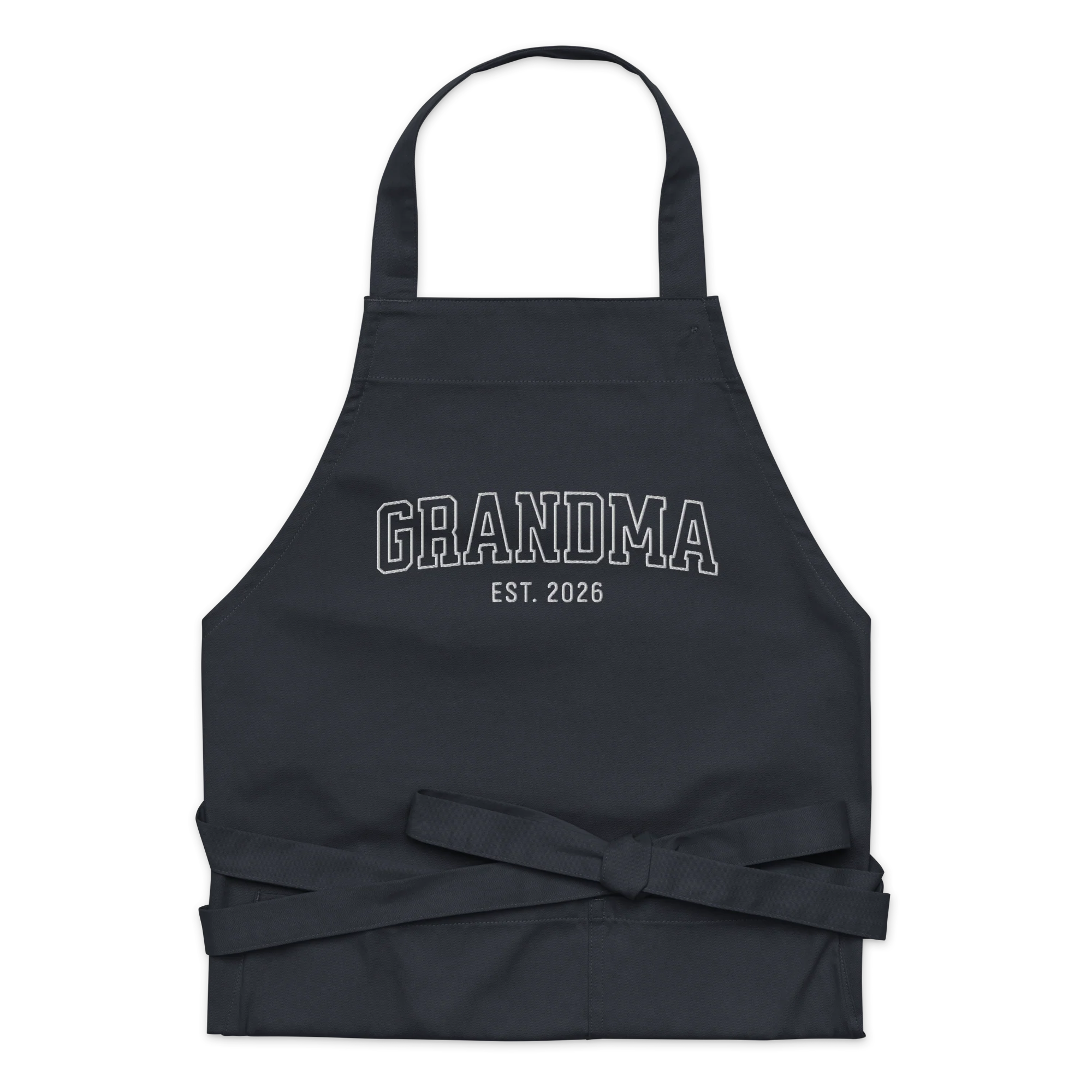 CUSTOM YEAR Grandma Grandmother Embroidered Organic Cotton Apron - Image 3