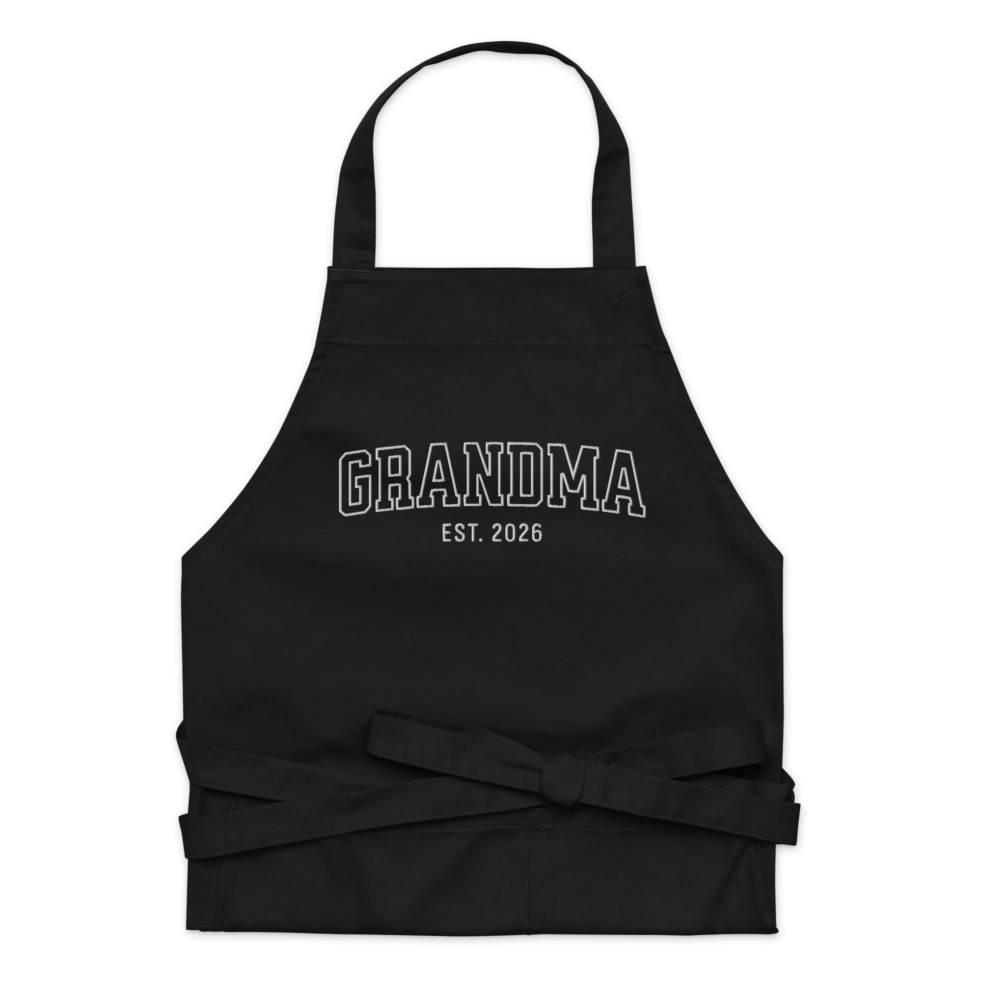 CUSTOM YEAR Grandma Grandmother Embroidered Organic Cotton Apron - Image 4