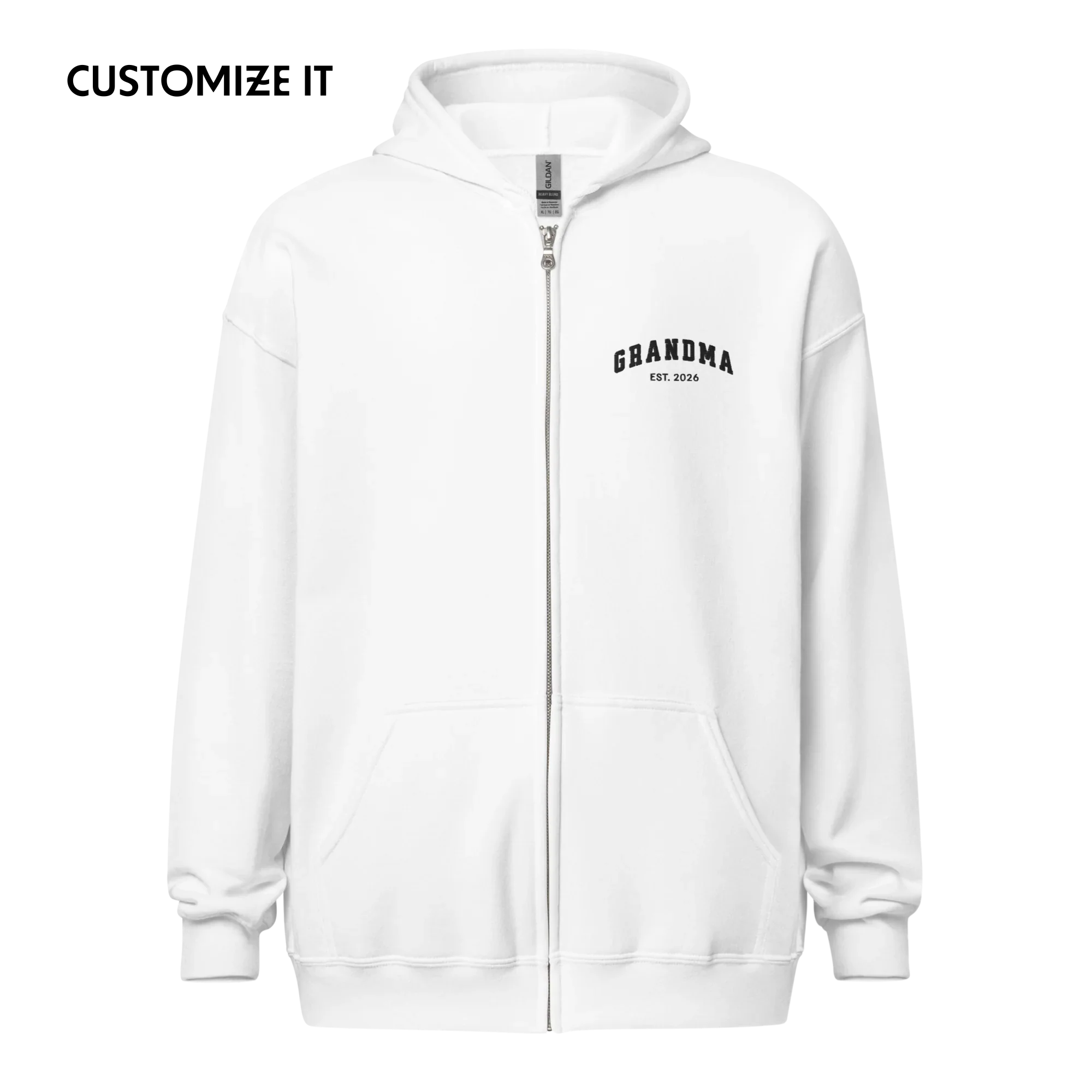 CUSTOM YEAR Grandma To Be Embroidered Zip-Up Hoodie