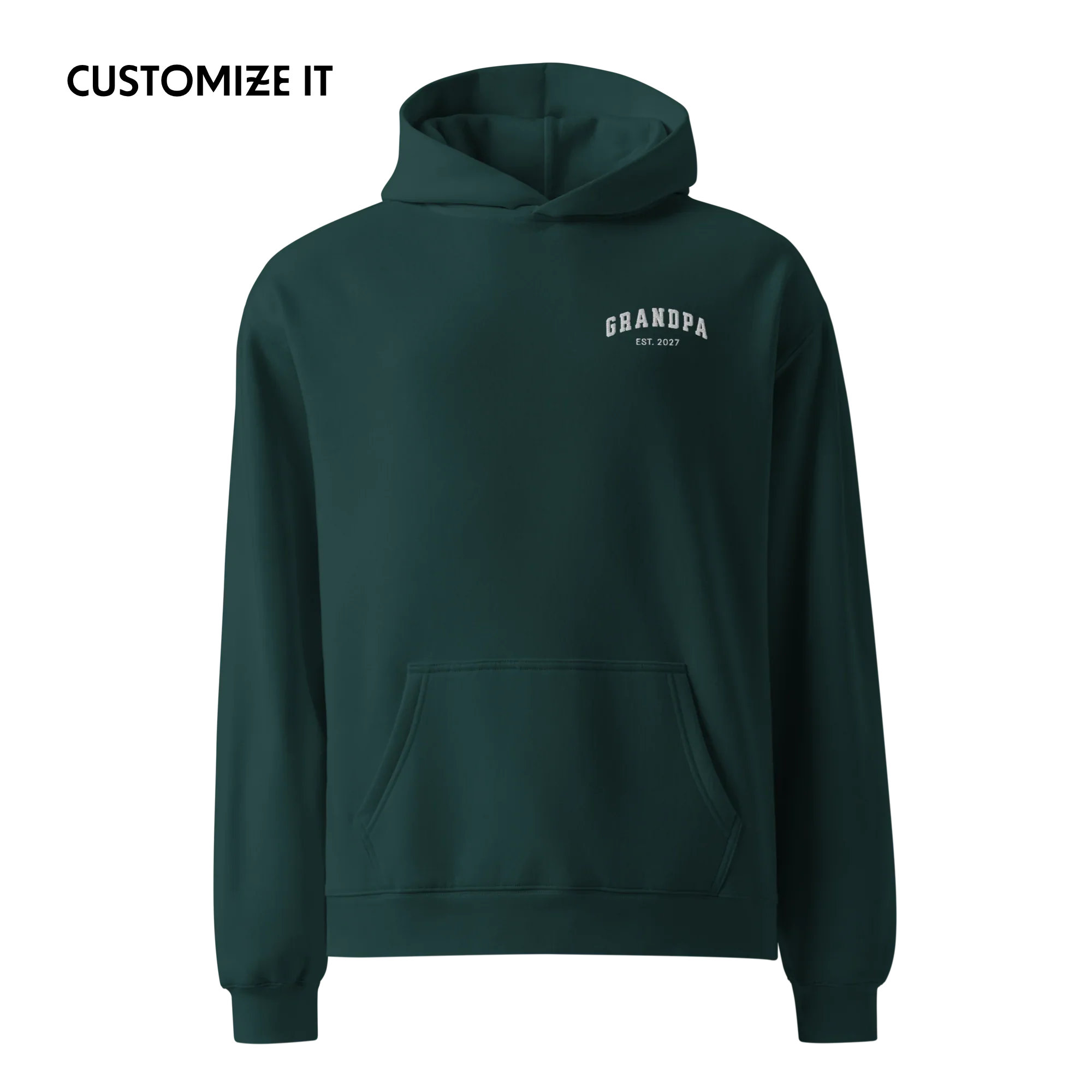 CUSTOM YEAR Grandpa Embroidered Premium Oversized Hoodie