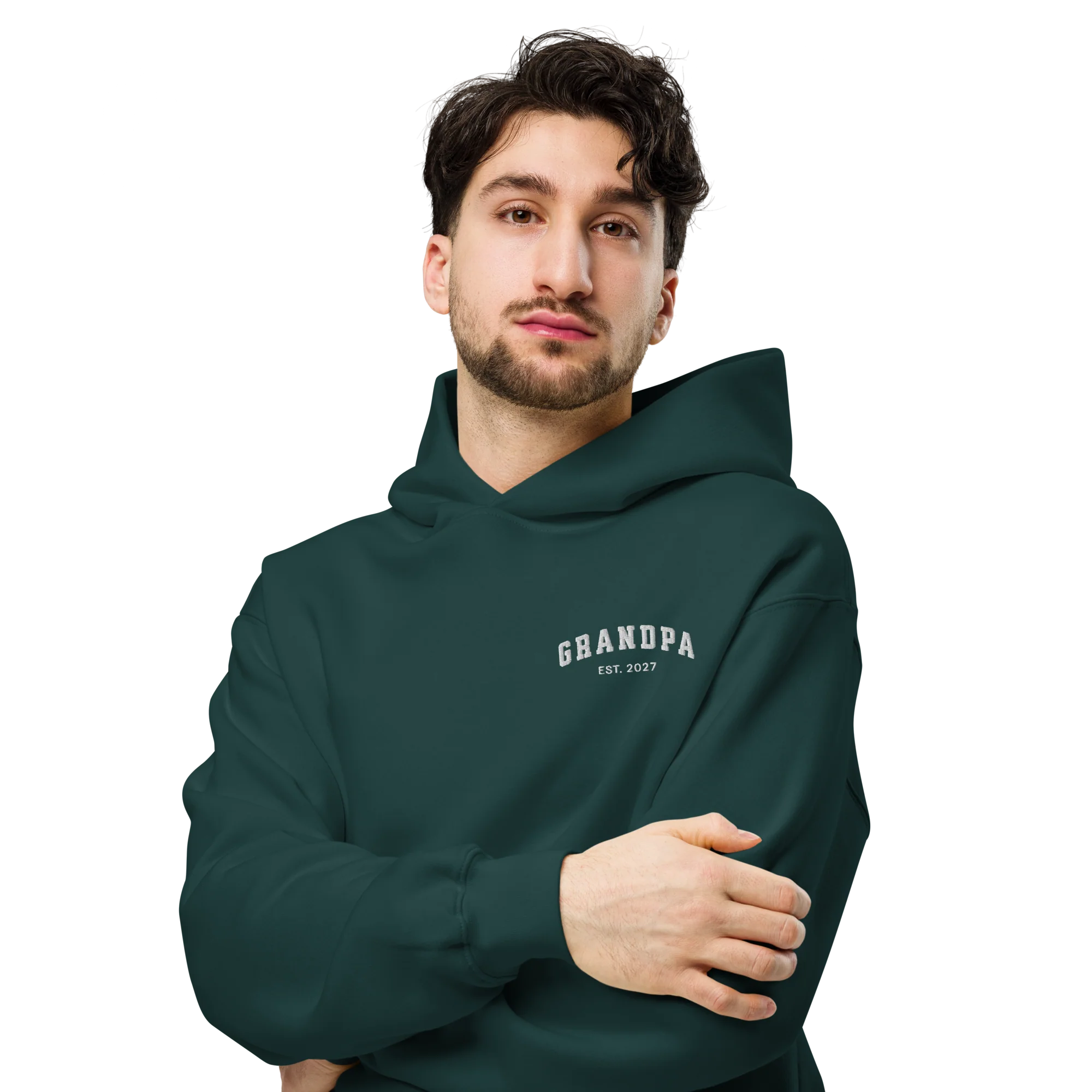 CUSTOM YEAR Grandpa Embroidered Premium Oversized Hoodie - Image 2