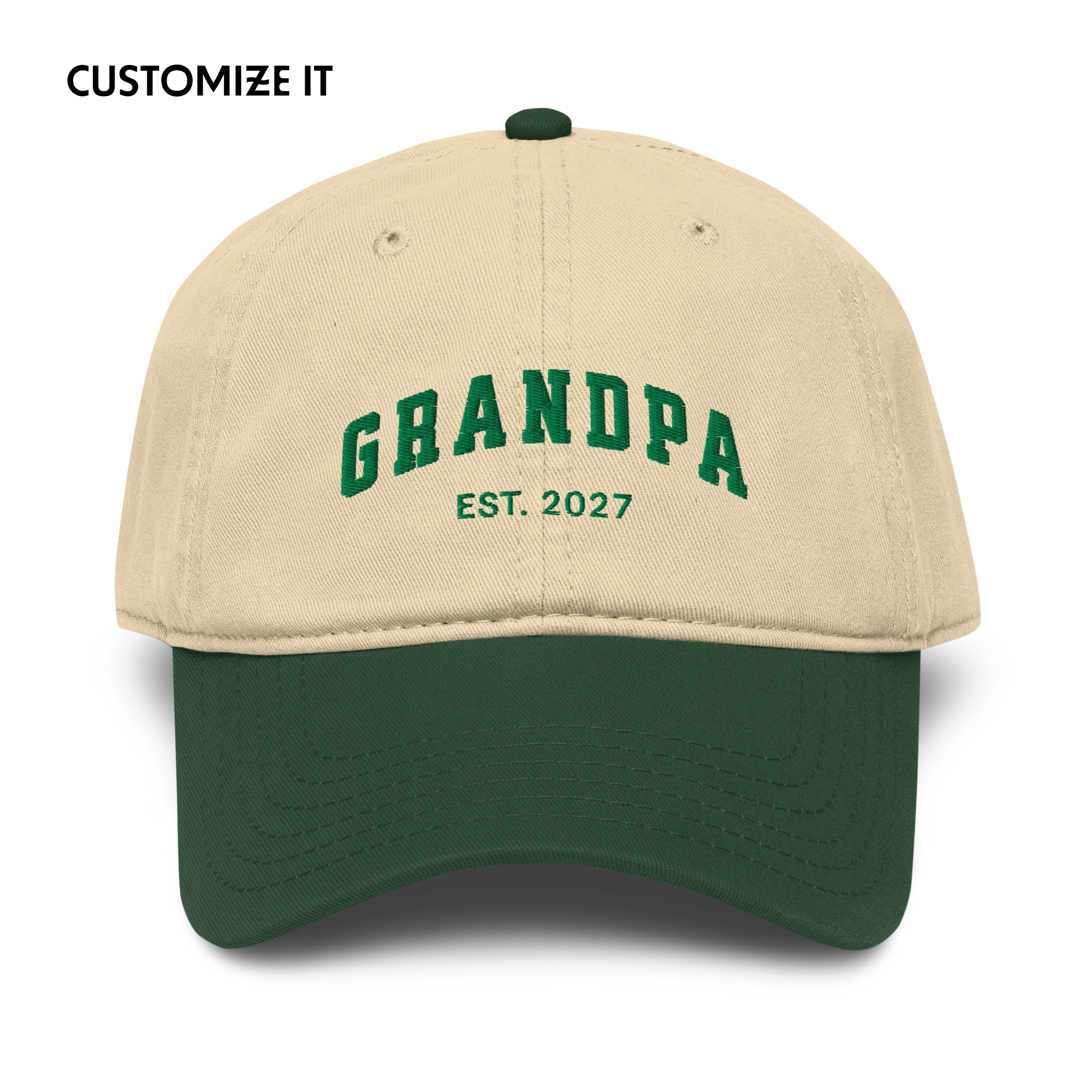 CUSTOM YEAR Grandpa Embroidered Vintage Wash Baseball Cap