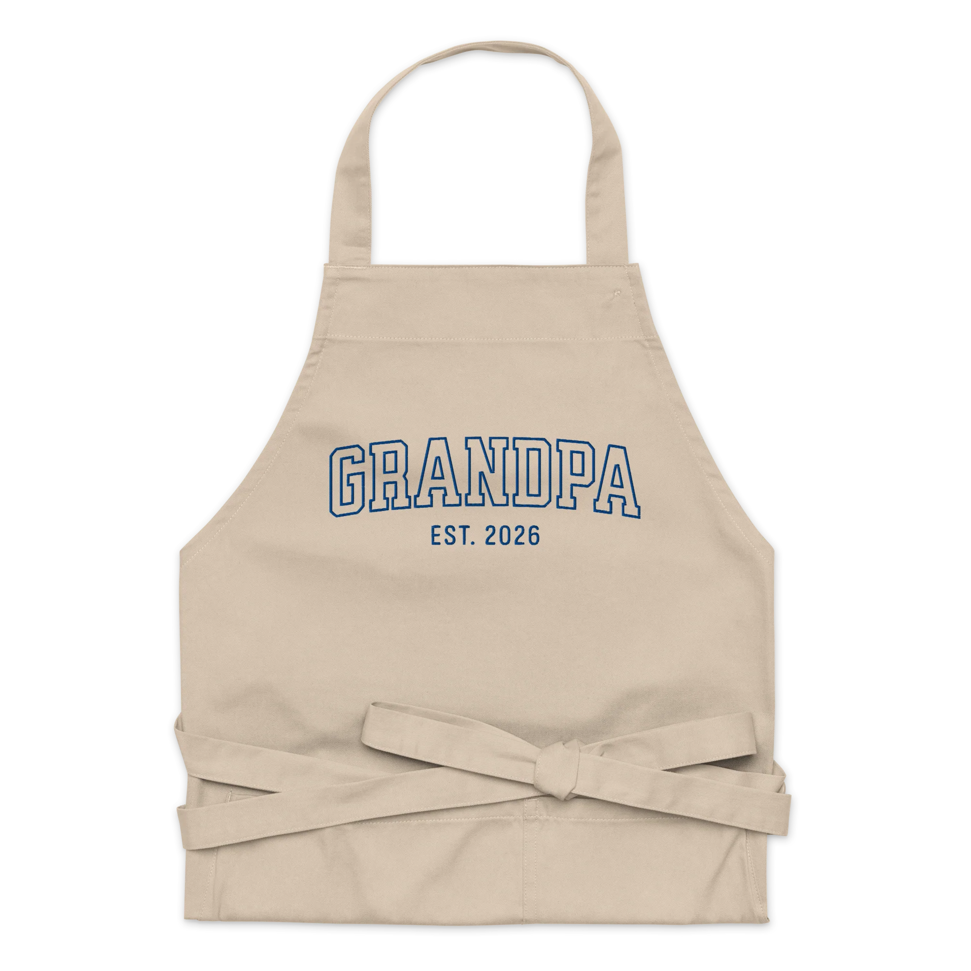 CUSTOM YEAR Grandpa Grandfather Embroidered Organic Cotton Apron - Image 3