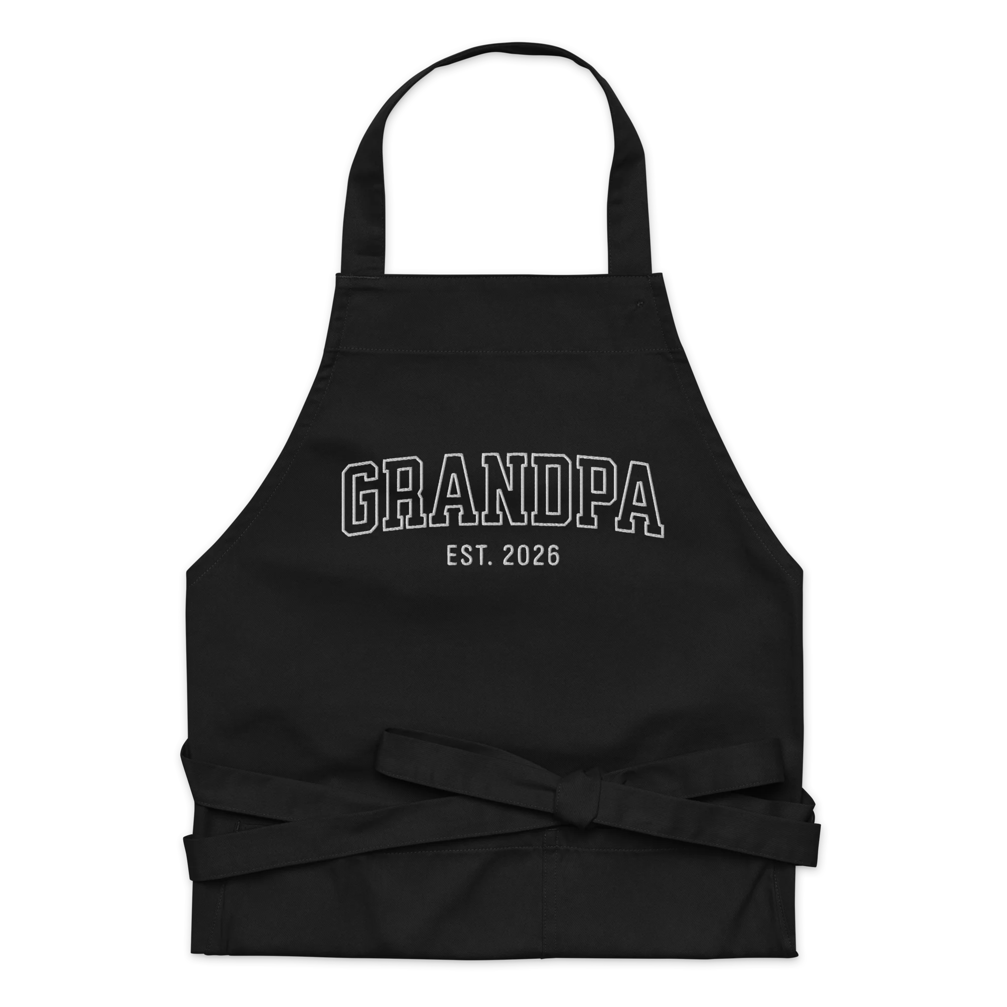CUSTOM YEAR Grandpa Grandfather Embroidered Organic Cotton Apron - Image 4