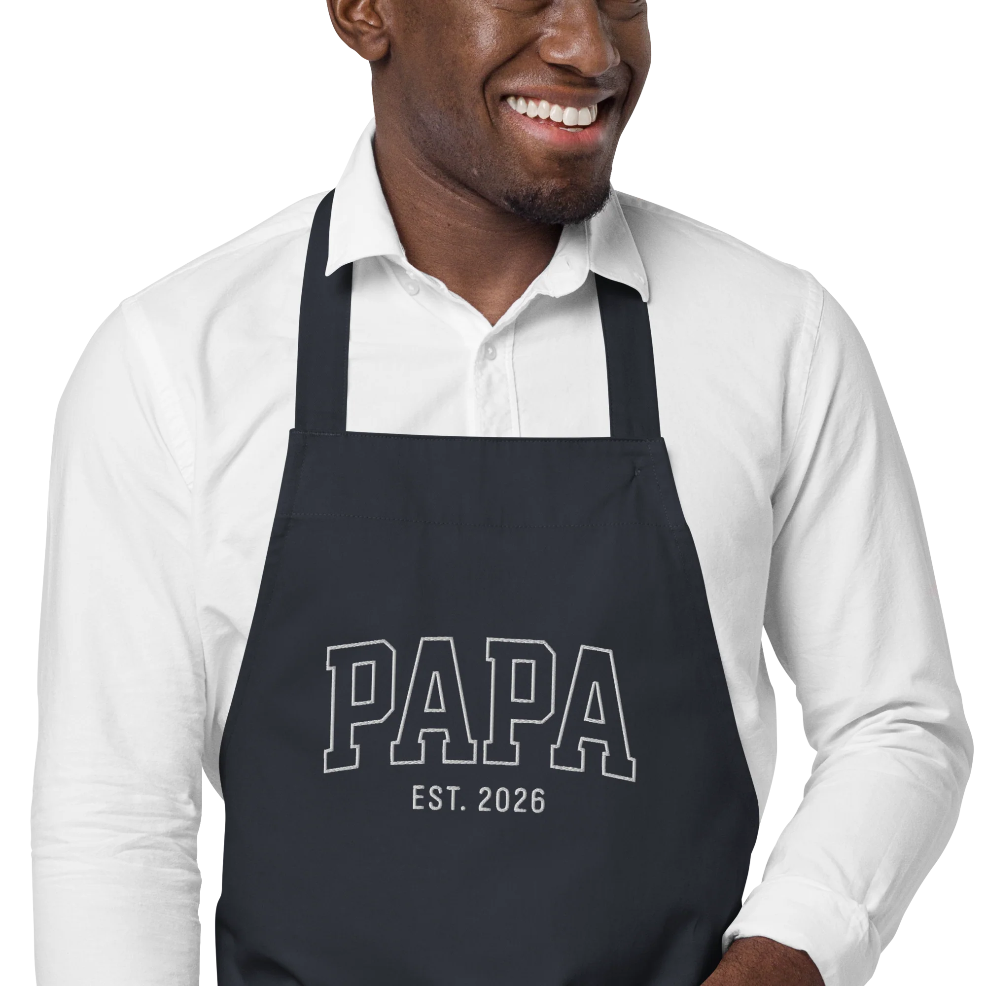 CUSTOM YEAR Papa Father Embroidered Organic Cotton Apron - Image 5
