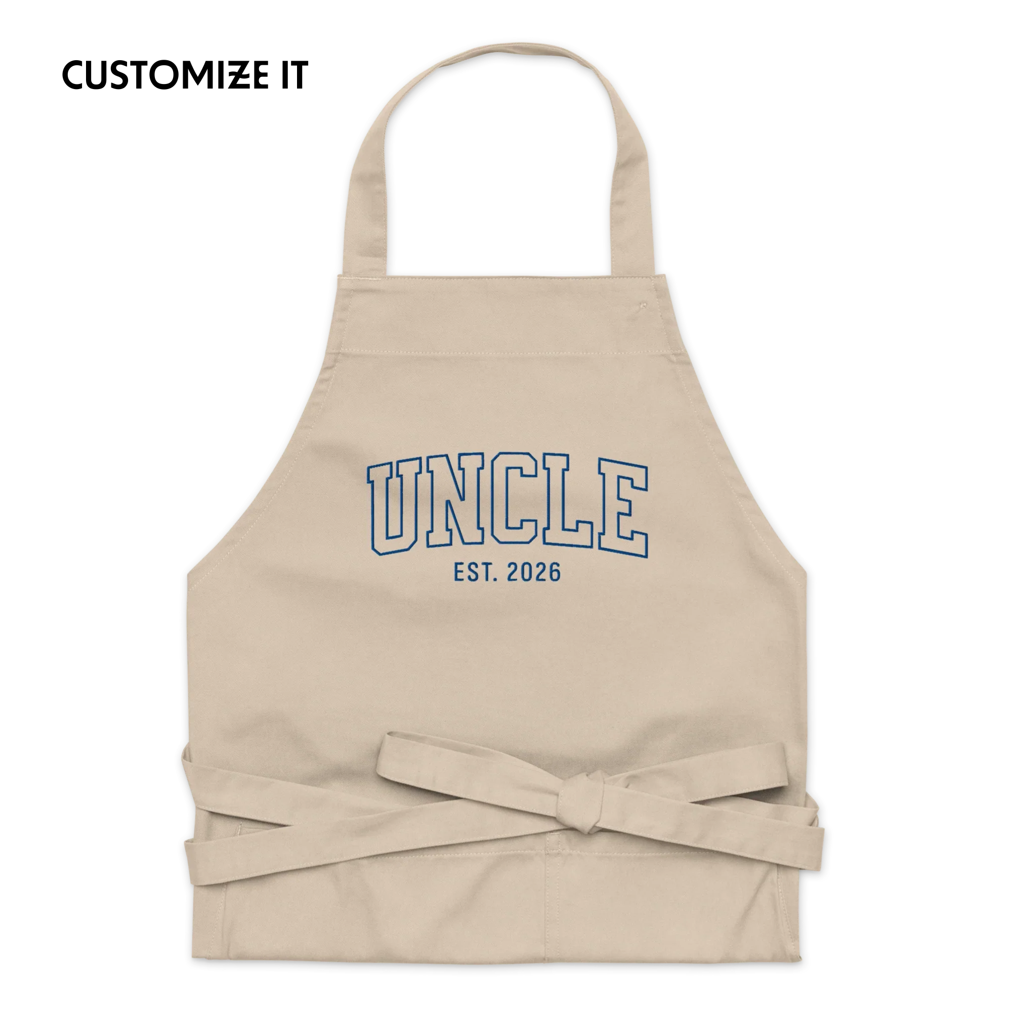CUSTOM YEAR Uncle Embroidered Organic Cotton Apron