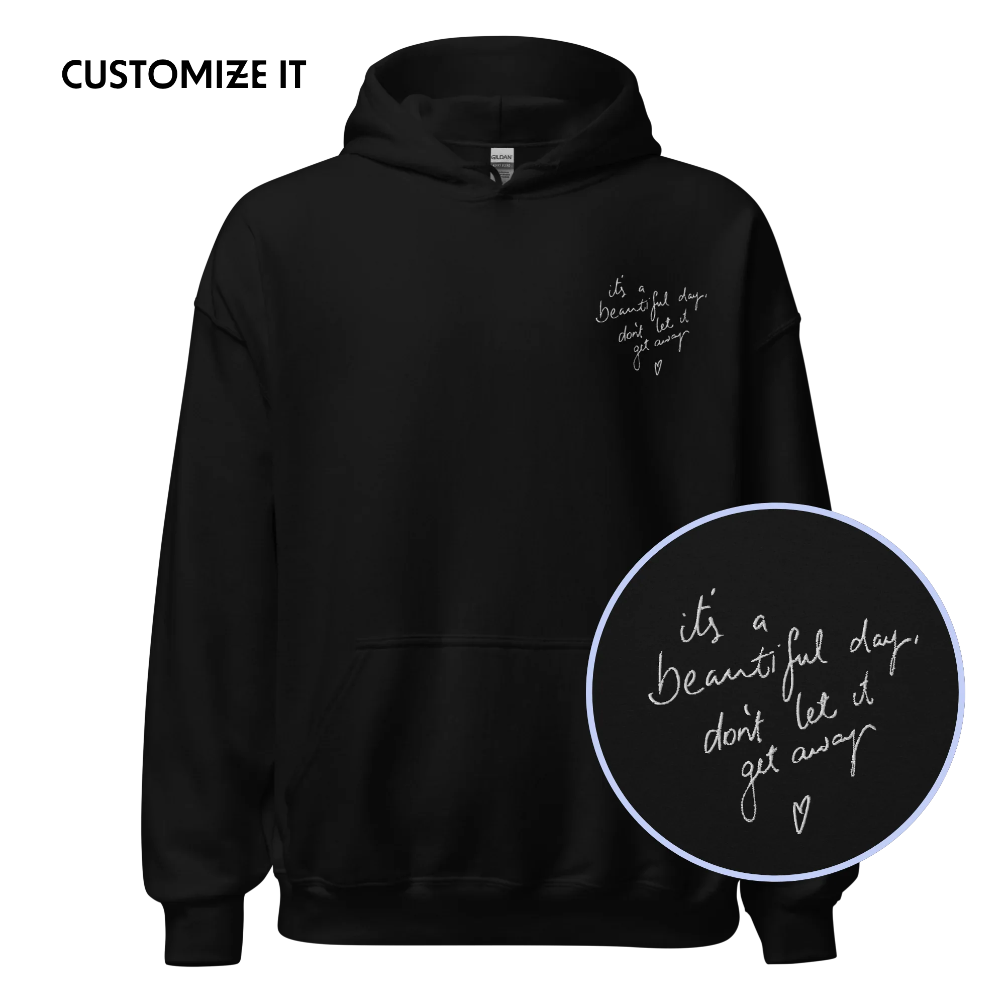 CUSTOM Your Handwriting Note Embroidered Hoodie