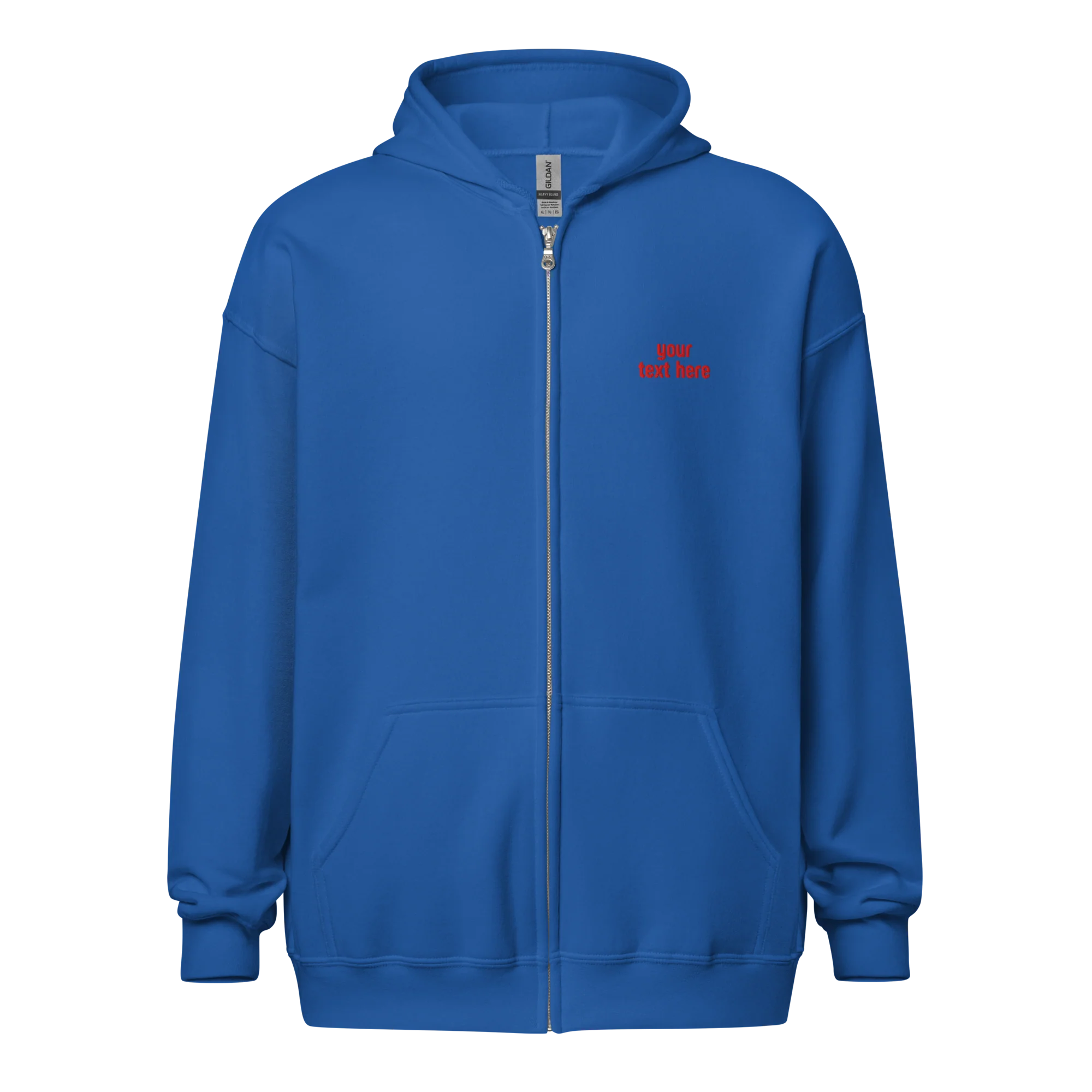 CUSTOM Your Red Text Embroidered Zip-Up Hoodie - Image 10