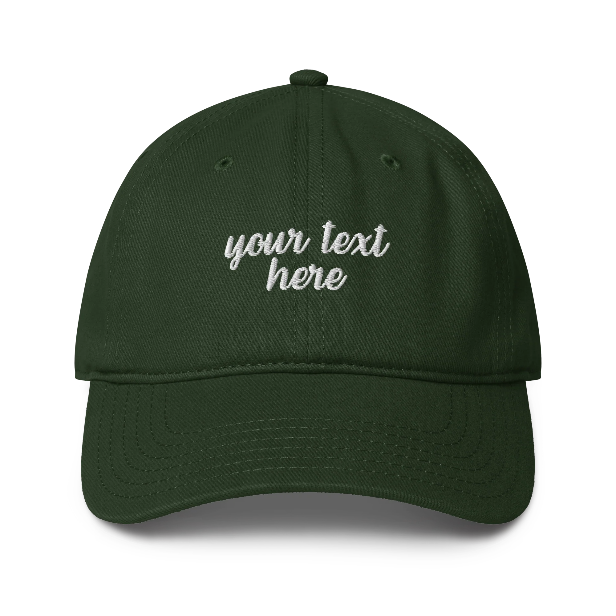 CUSTOM Your Text Cursive Embroidered Baseball Cap - Image 4