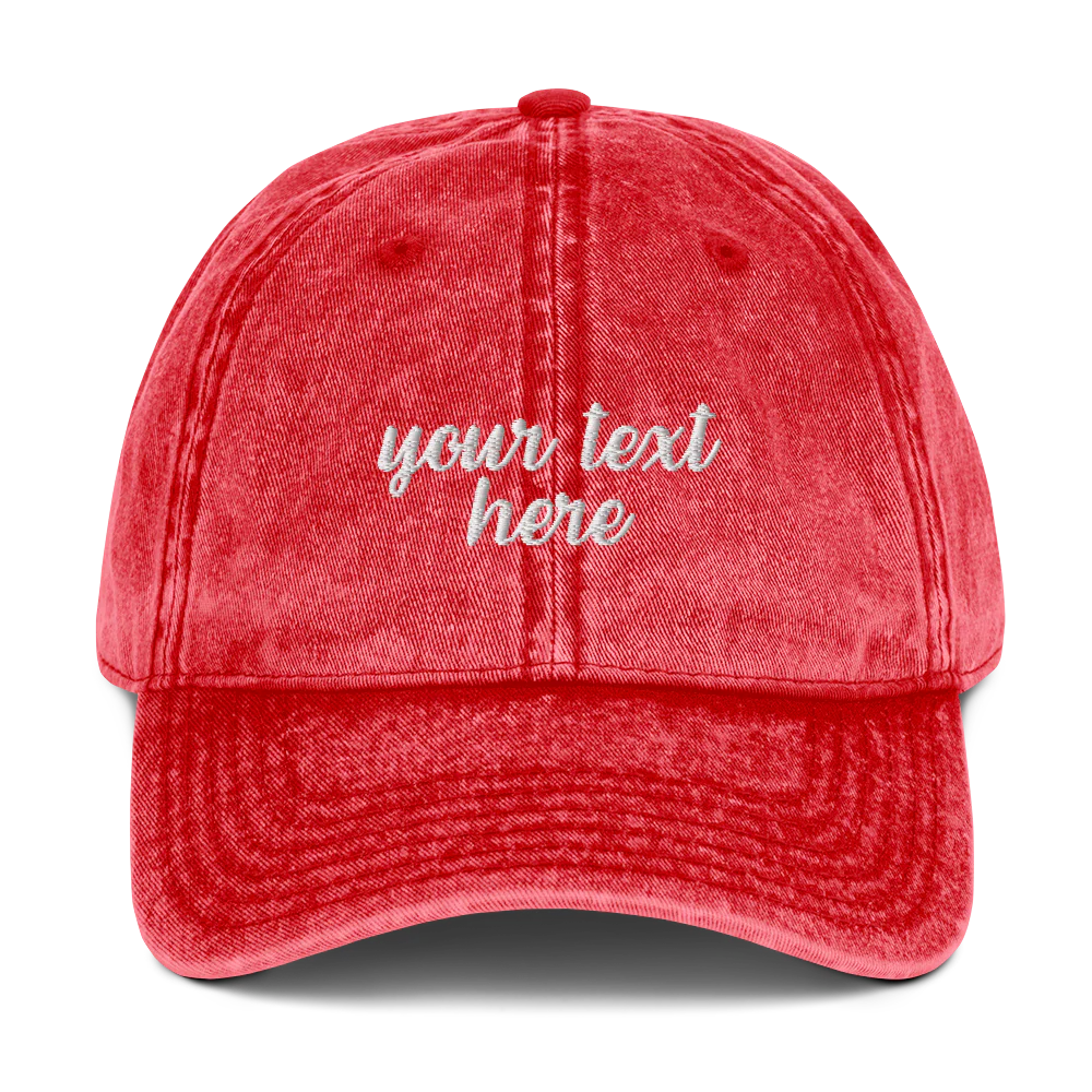 CUSTOM Your Text Cursive Embroidered Vintage Cap - Image 3