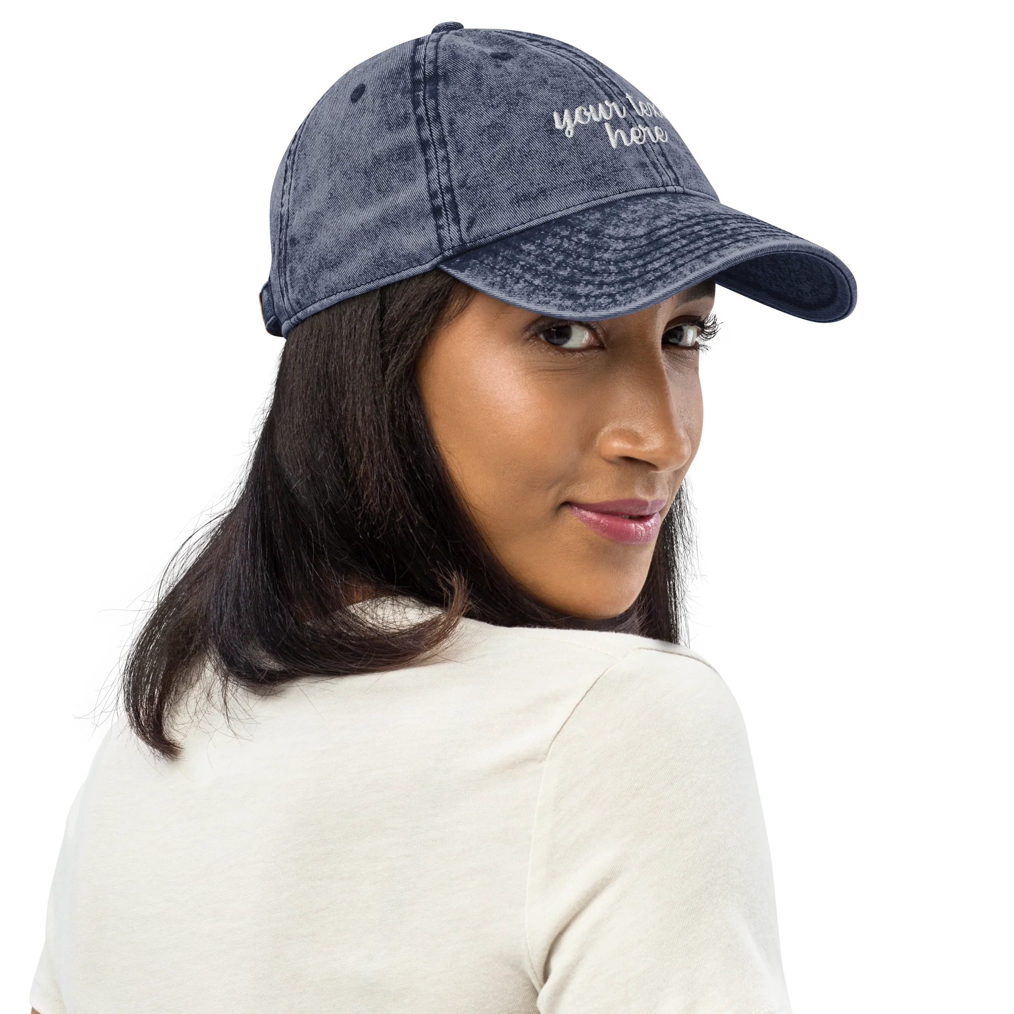 CUSTOM Your Text Cursive Embroidered Vintage Cap - Image 5