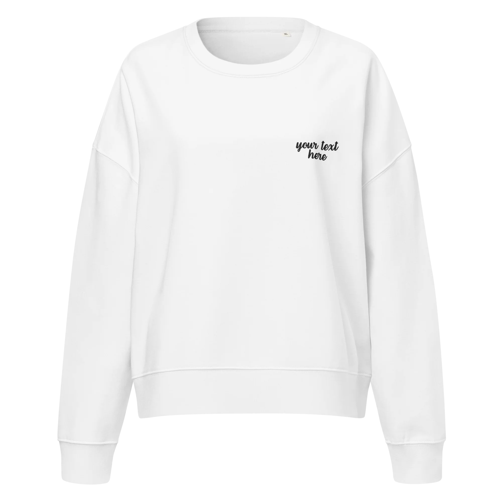 CUSTOM Your Text Cursive Embroidered Women’s Organic Sweatshirt - Image 3