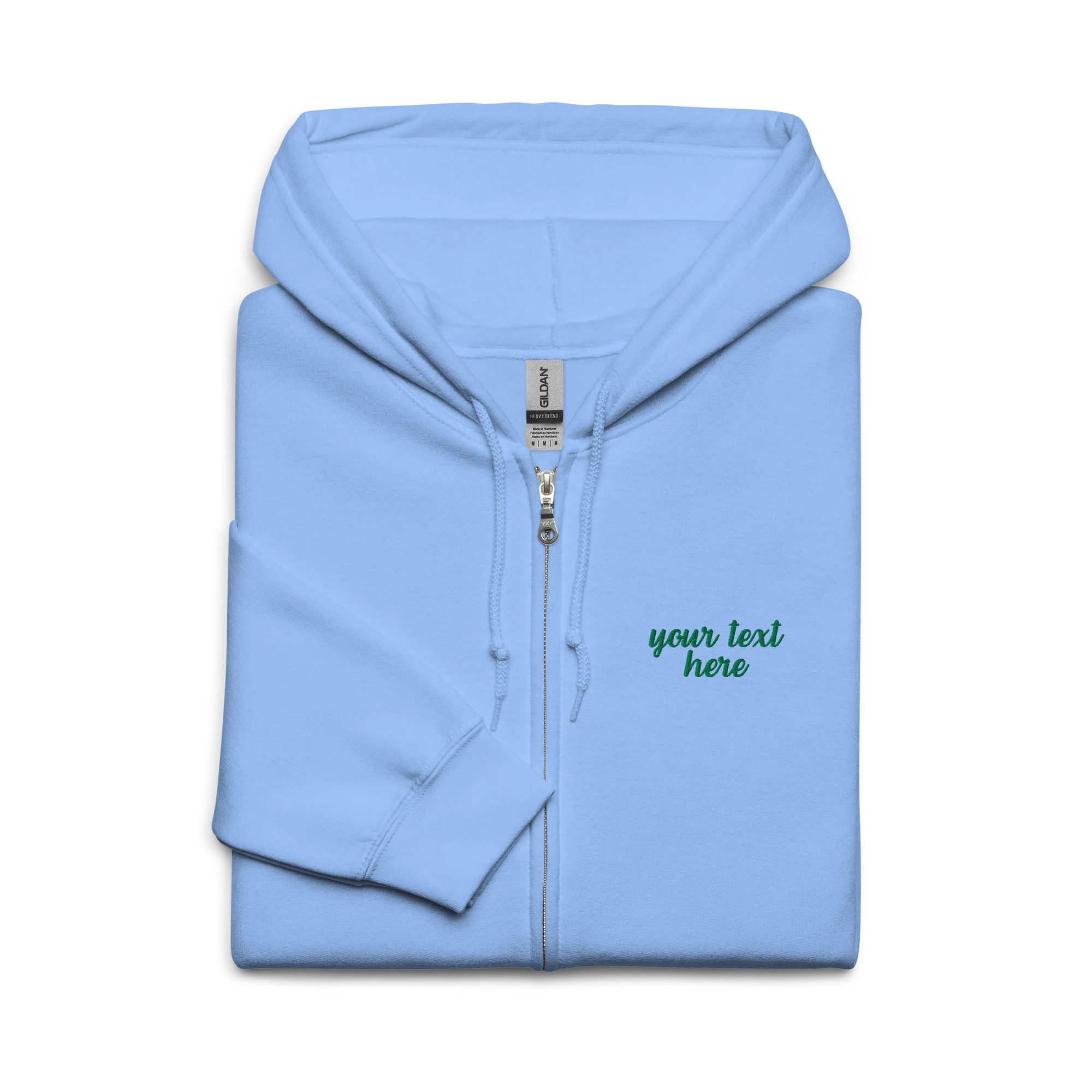 CUSTOM Your Text Cursive Embroidered Zip-Up Hoodie - Image 3