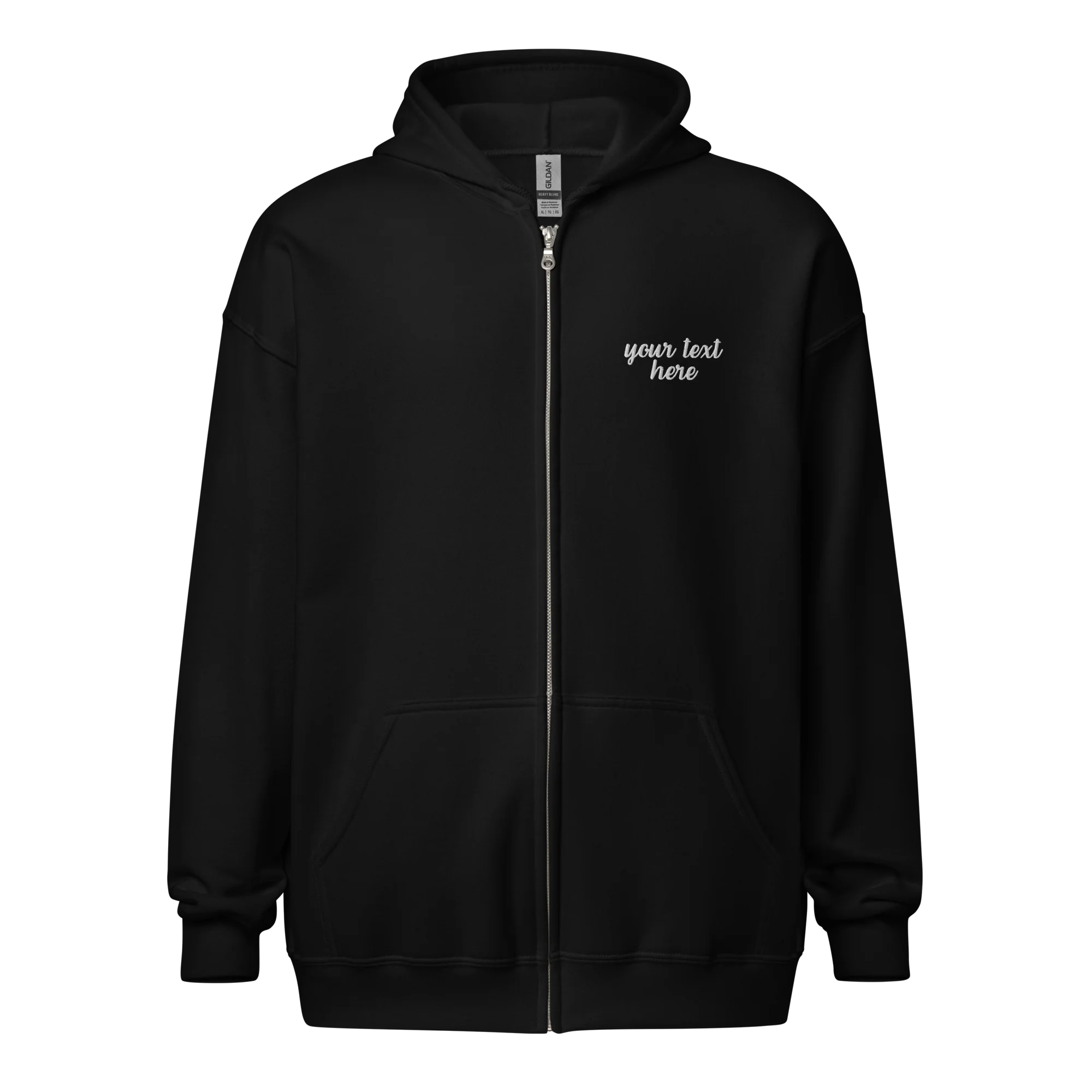 CUSTOM Your Text Cursive Embroidered Zip-Up Hoodie - Image 4