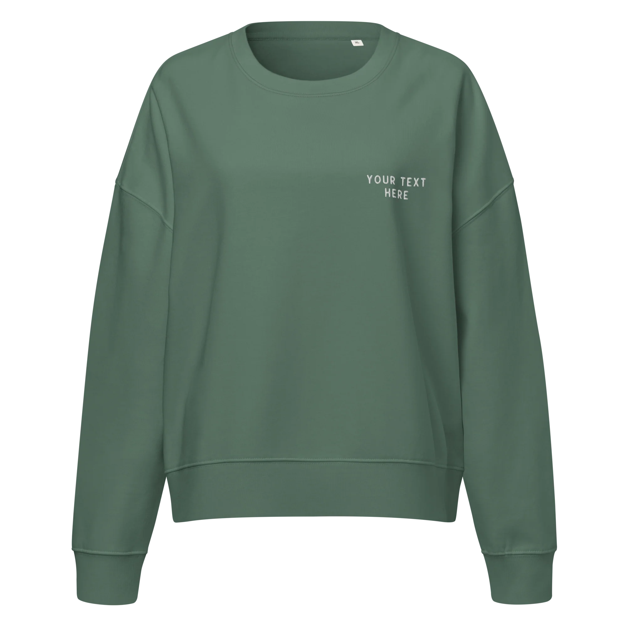 CUSTOM Your Text Embroidered Women’s Organic Sweatshirt - Image 4